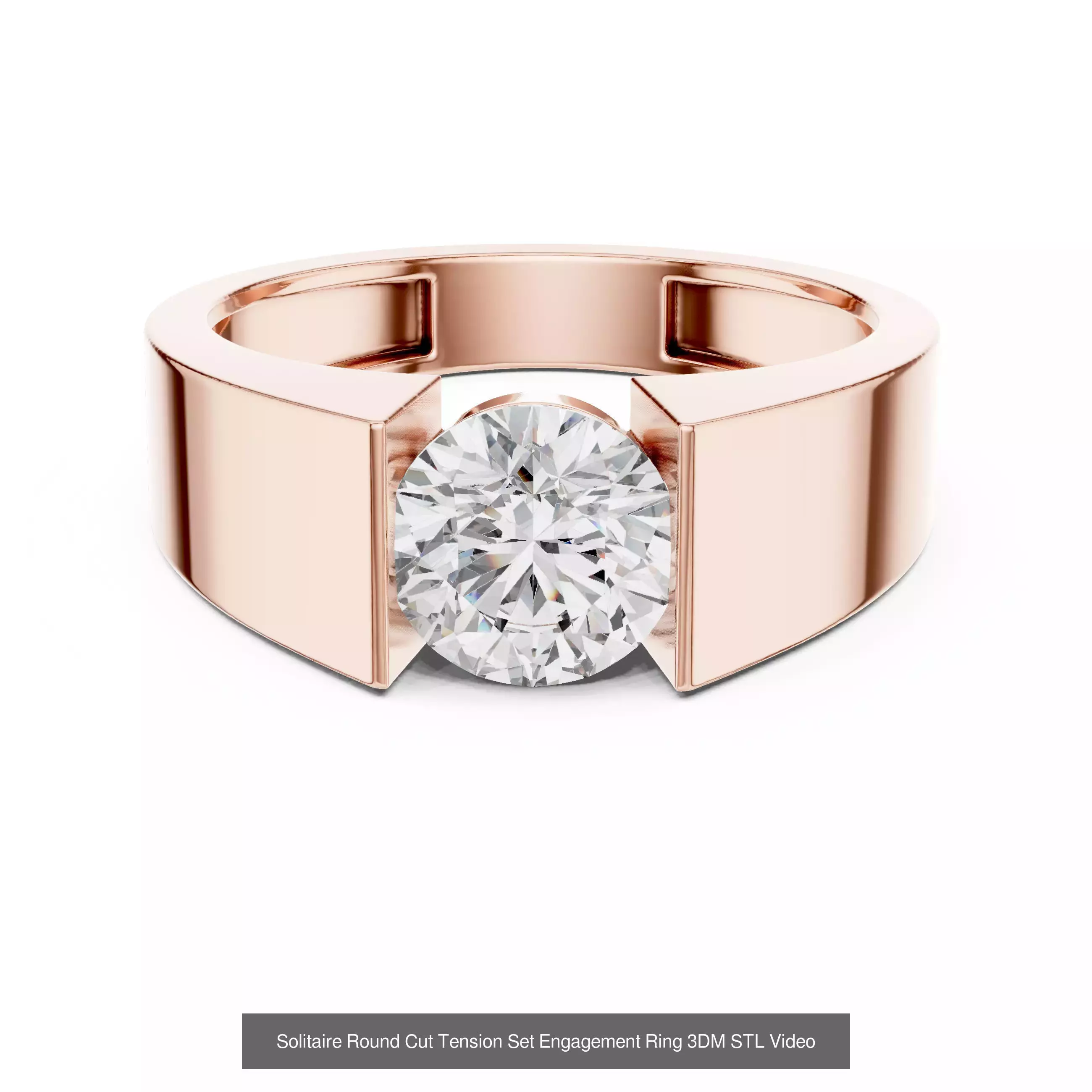 237 Solitaire Diamond Ring 3DM STL OBJ FBX 3 Color Render Video 3D Model Collection_80