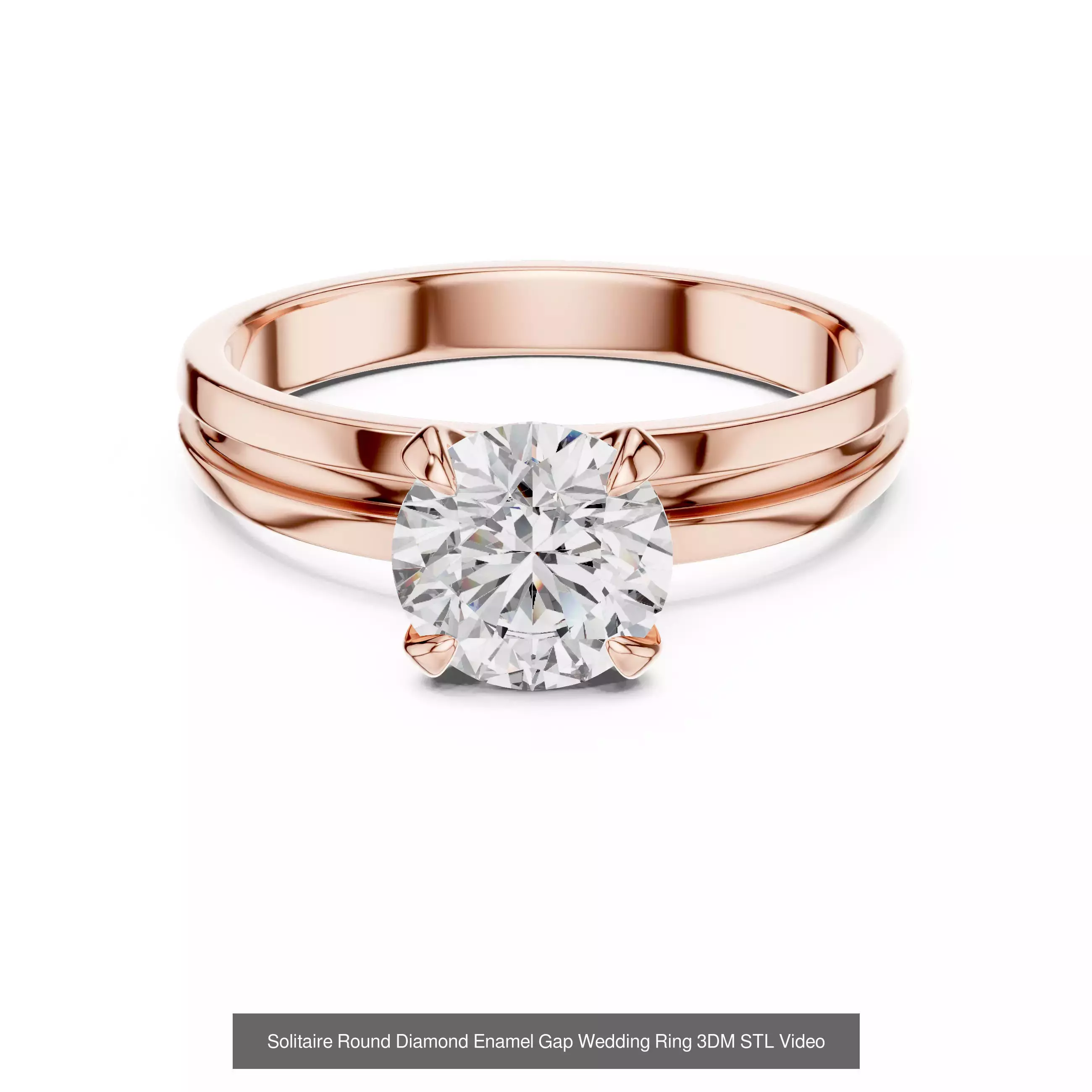 237 Solitaire Diamond Ring 3DM STL OBJ FBX 3 Color Render Video 3D Model Collection_170