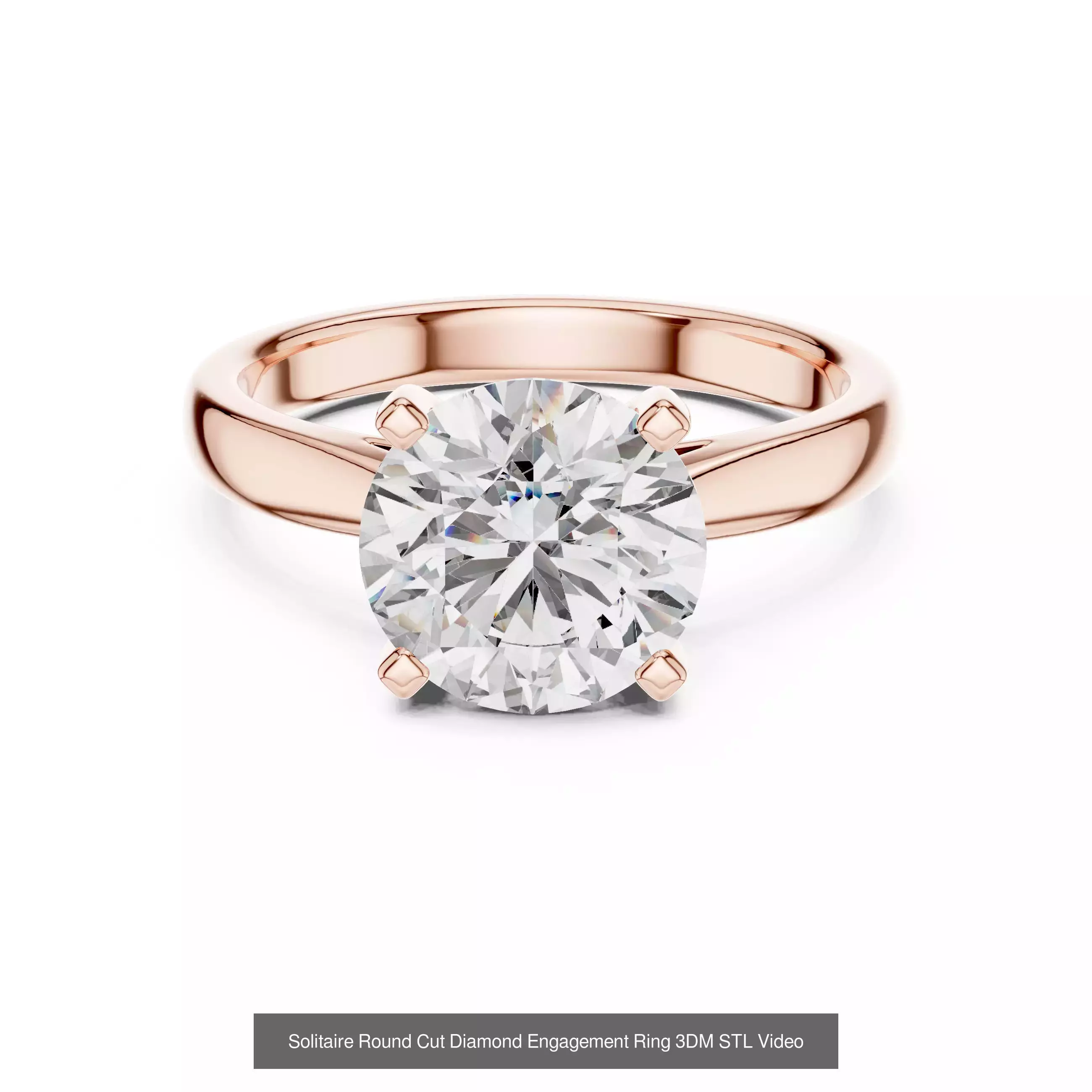 237 Solitaire Diamond Ring 3DM STL OBJ FBX 3 Color Render Video 3D Model Collection_207