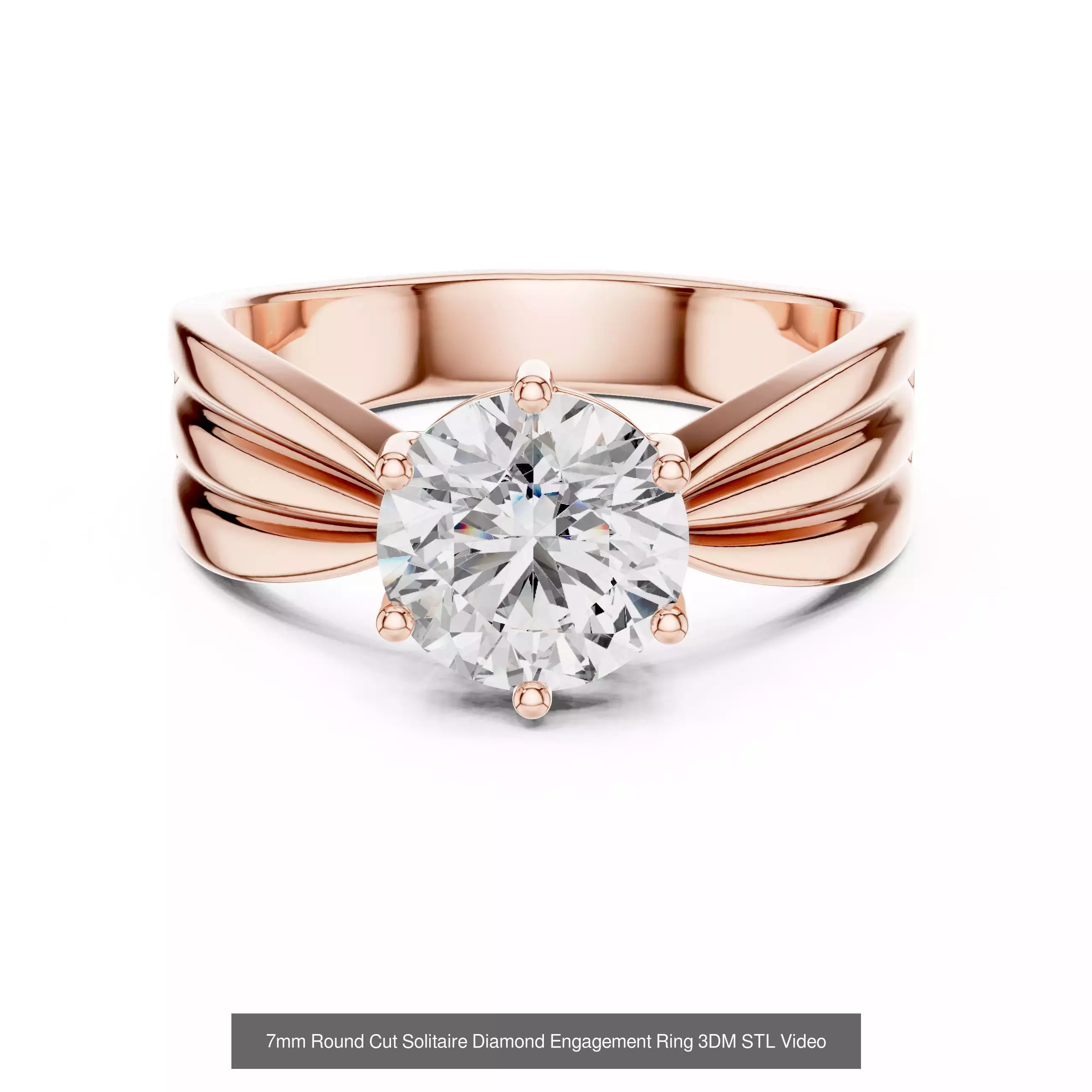 237 Solitaire Diamond Ring 3DM STL OBJ FBX 3 Color Render Video 3D Model Collection_195