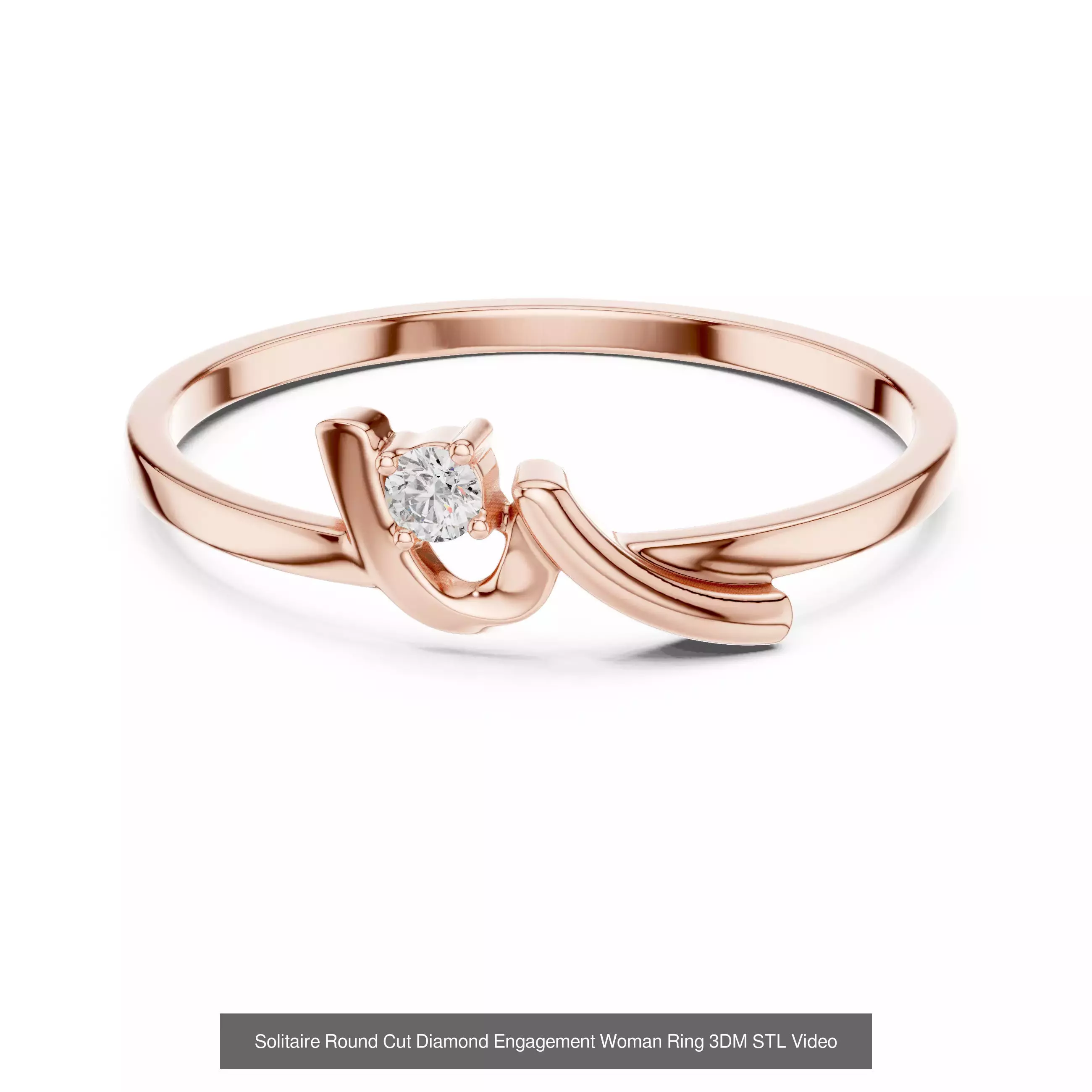 237 Solitaire Diamond Ring 3DM STL OBJ FBX 3 Color Render Video 3D Model Collection_34