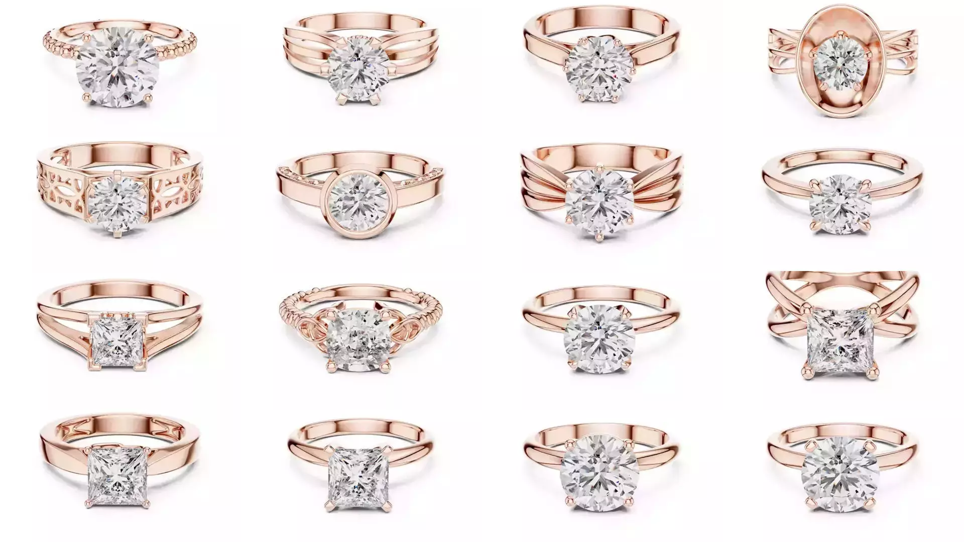 237 Solitaire Diamond Ring 3DM STL OBJ FBX 3 Color Render Video 3D Model Collection_10