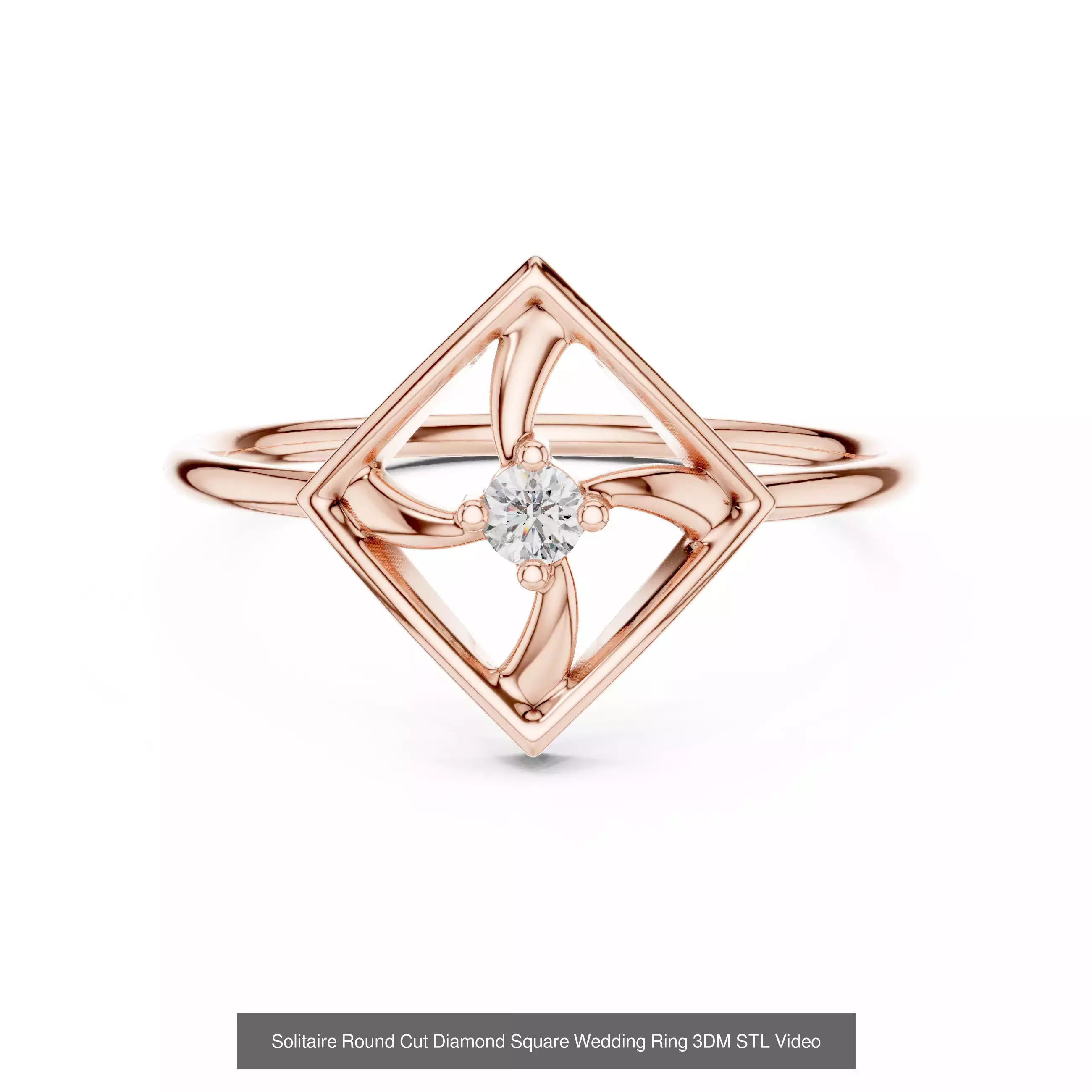 237 Solitaire Diamond Ring 3DM STL OBJ FBX 3 Color Render Video 3D Model Collection_36