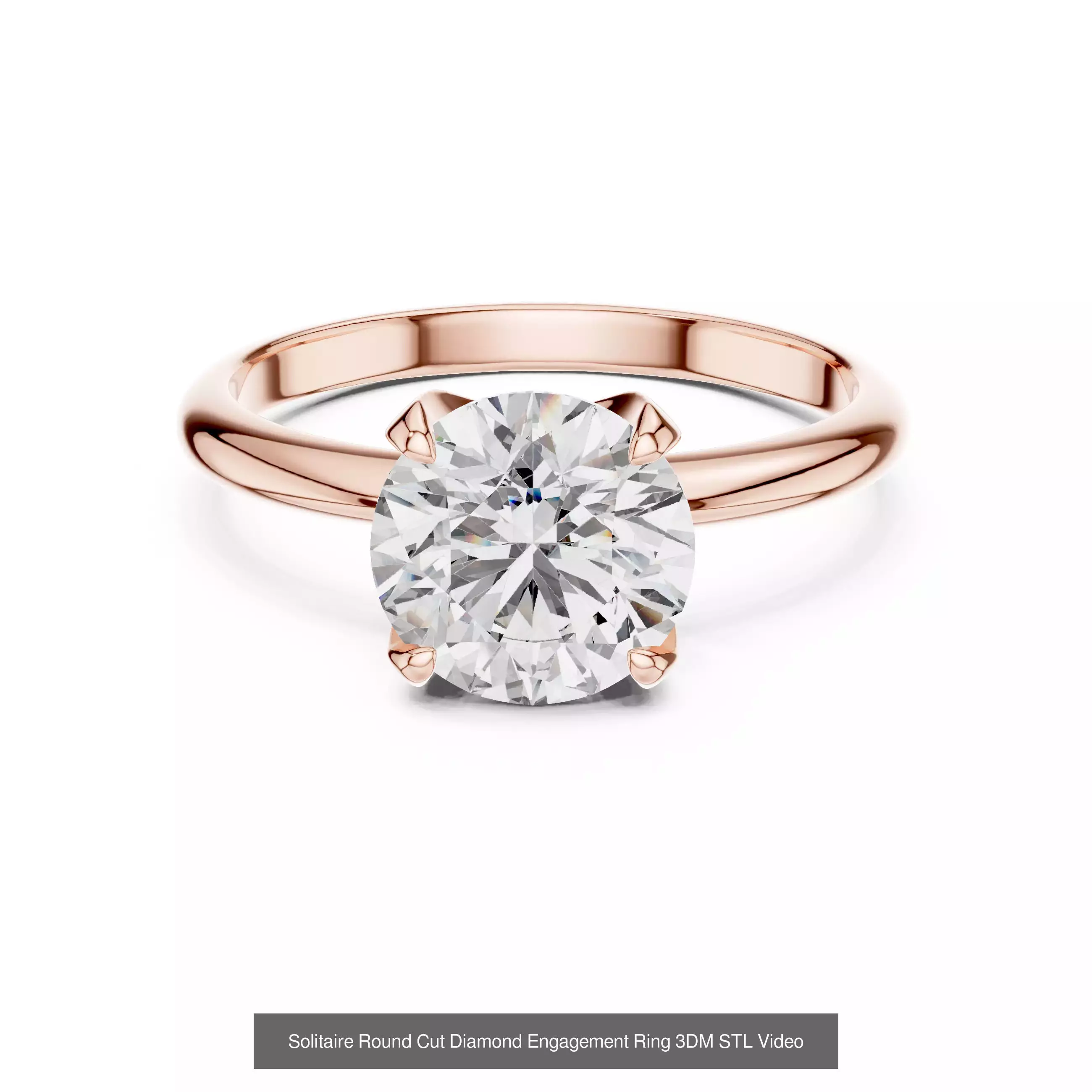 237 Solitaire Diamond Ring 3DM STL OBJ FBX 3 Color Render Video 3D Model Collection_199