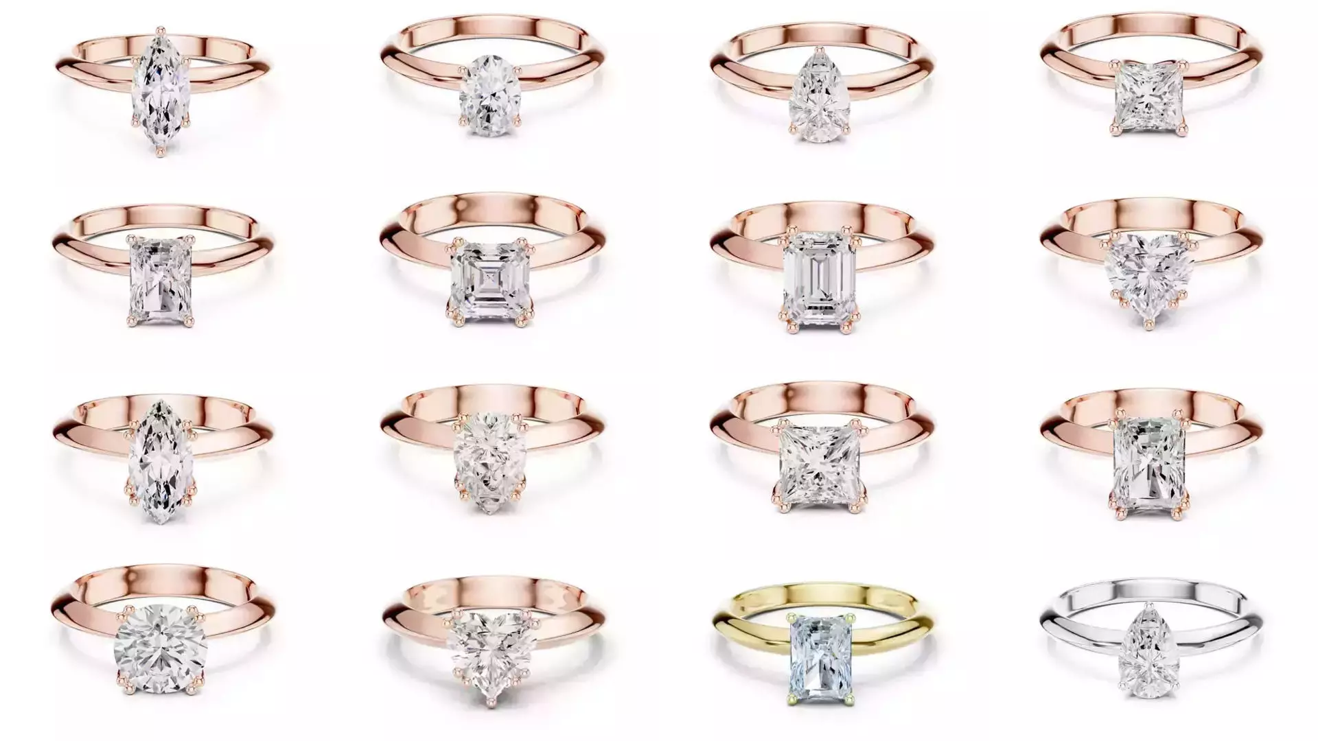 237 Solitaire Diamond Ring 3DM STL OBJ FBX 3 Color Render Video 3D Model Collection_18