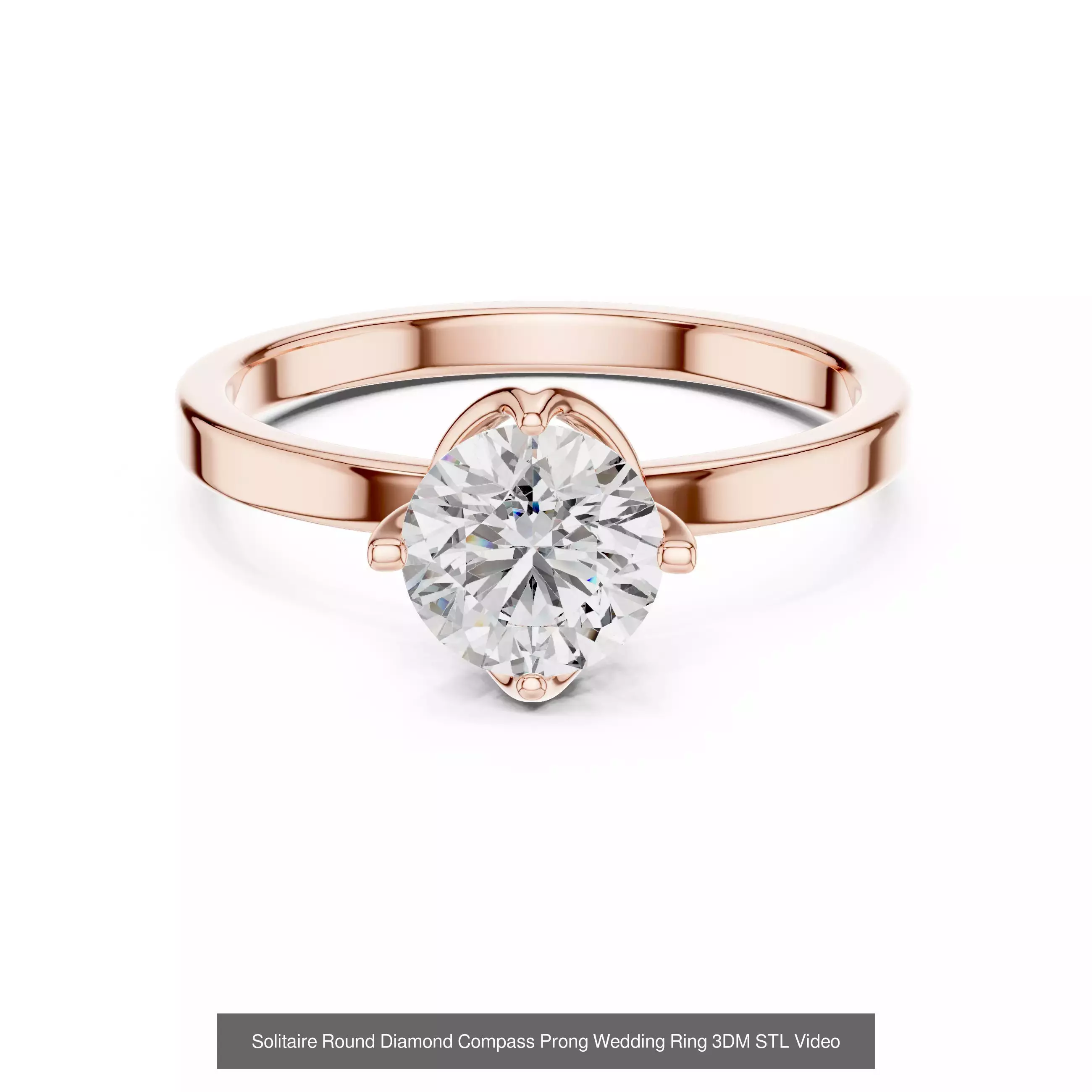 237 Solitaire Diamond Ring 3DM STL OBJ FBX 3 Color Render Video 3D Model Collection_181