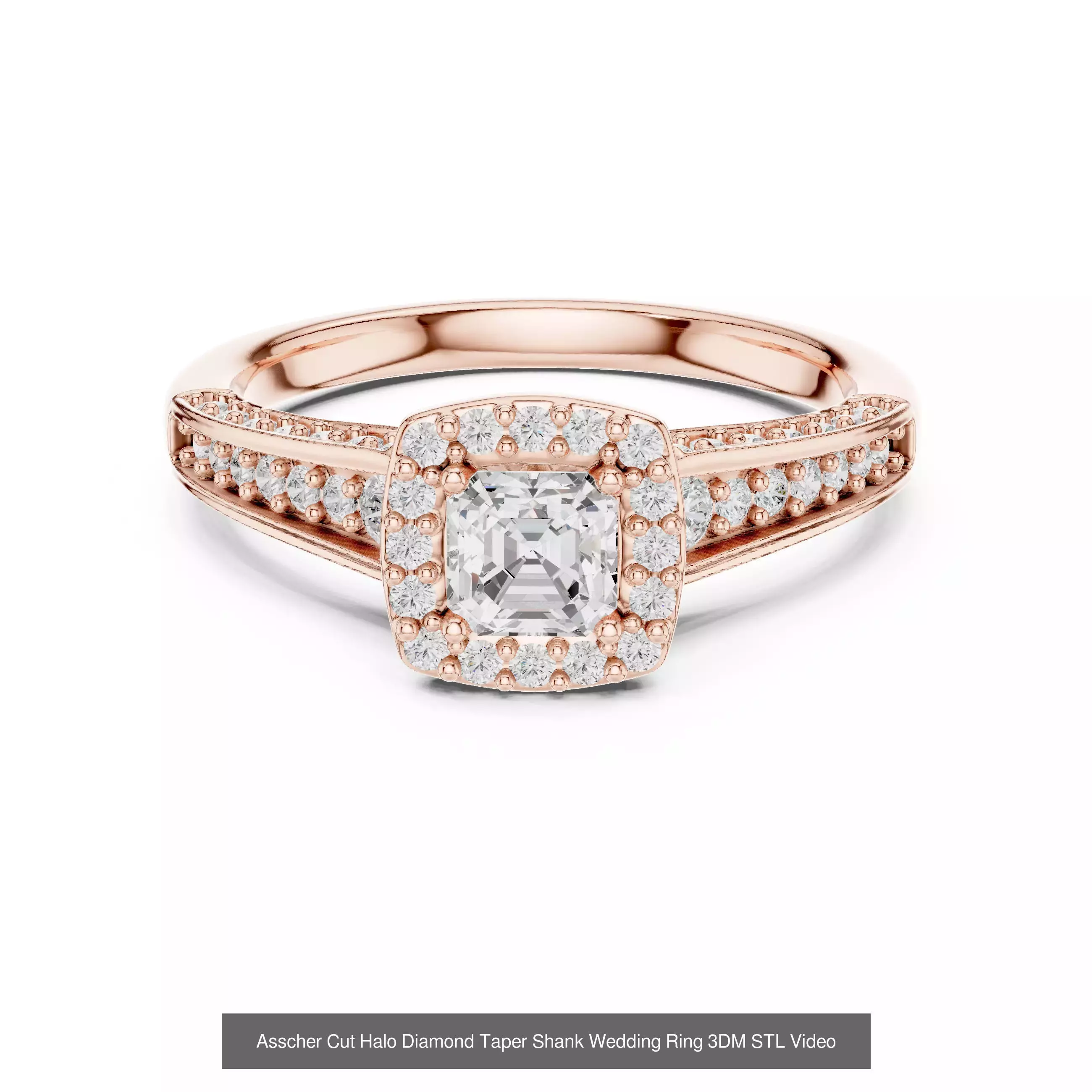 112 Asscher Diamond Rings 3DM STL OBJ FBX 3 Color Render Video 3D Model Collection_84