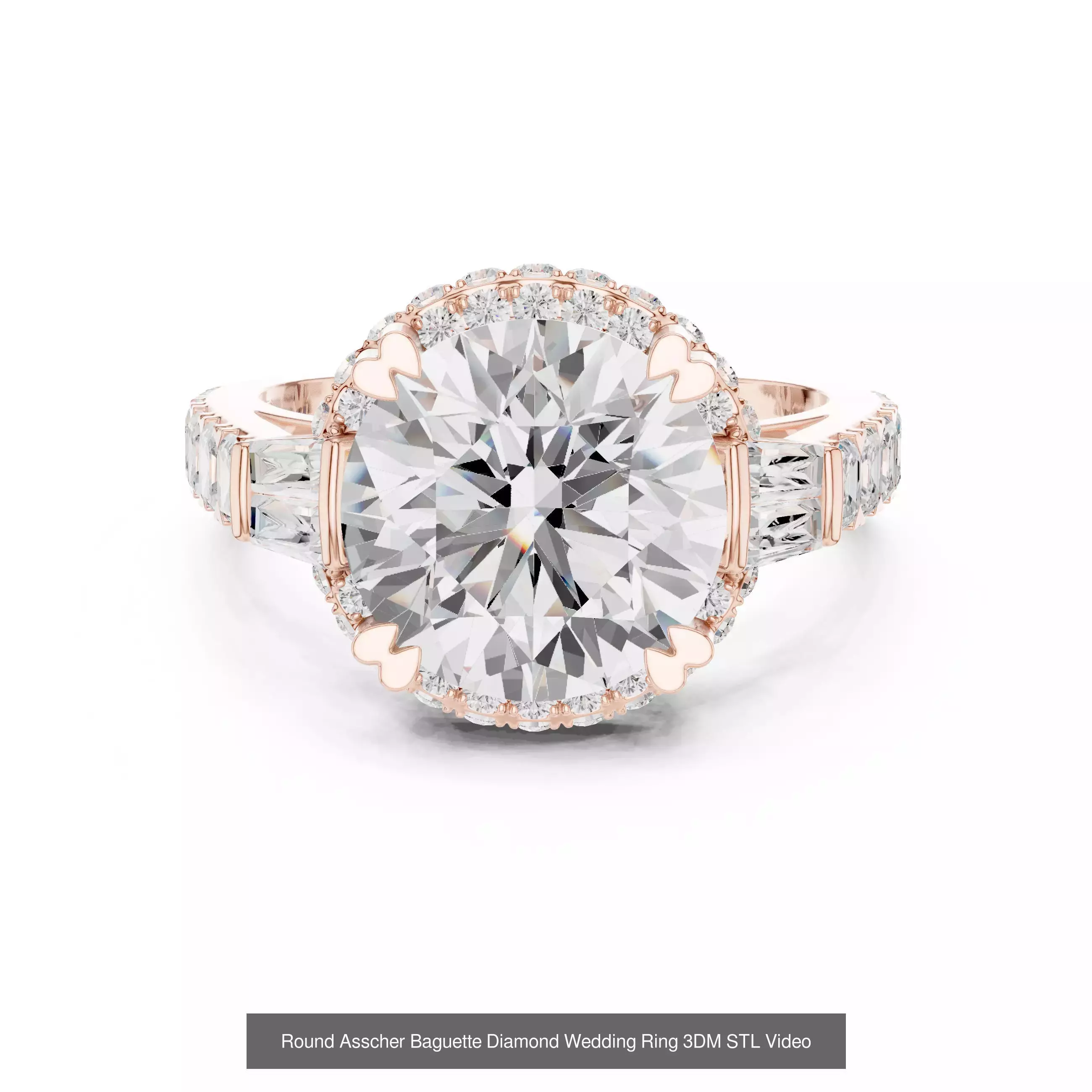 112 Asscher Diamond Rings 3DM STL OBJ FBX 3 Color Render Video 3D Model Collection_36