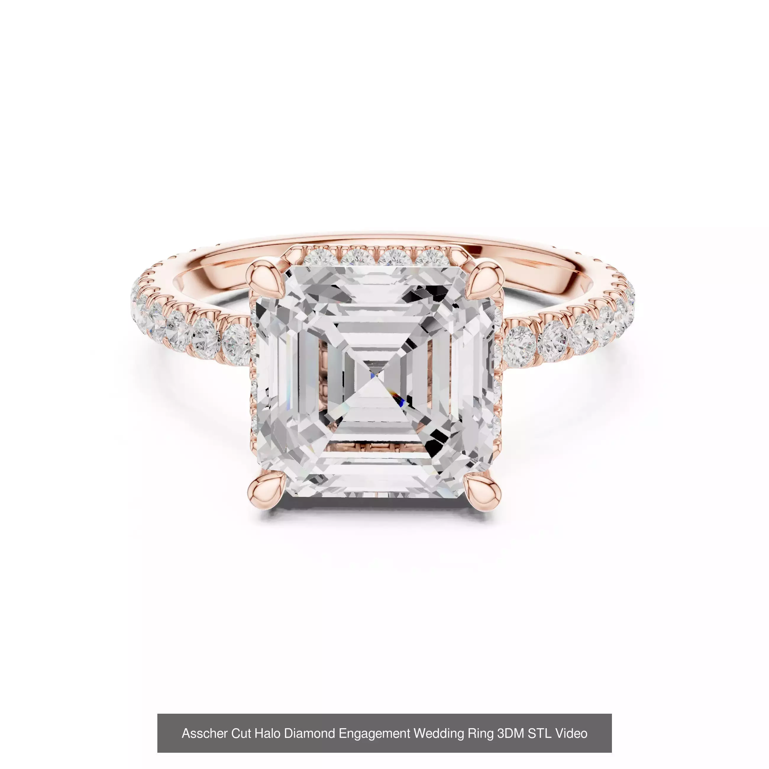 112 Asscher Diamond Rings 3DM STL OBJ FBX 3 Color Render Video 3D Model Collection_69