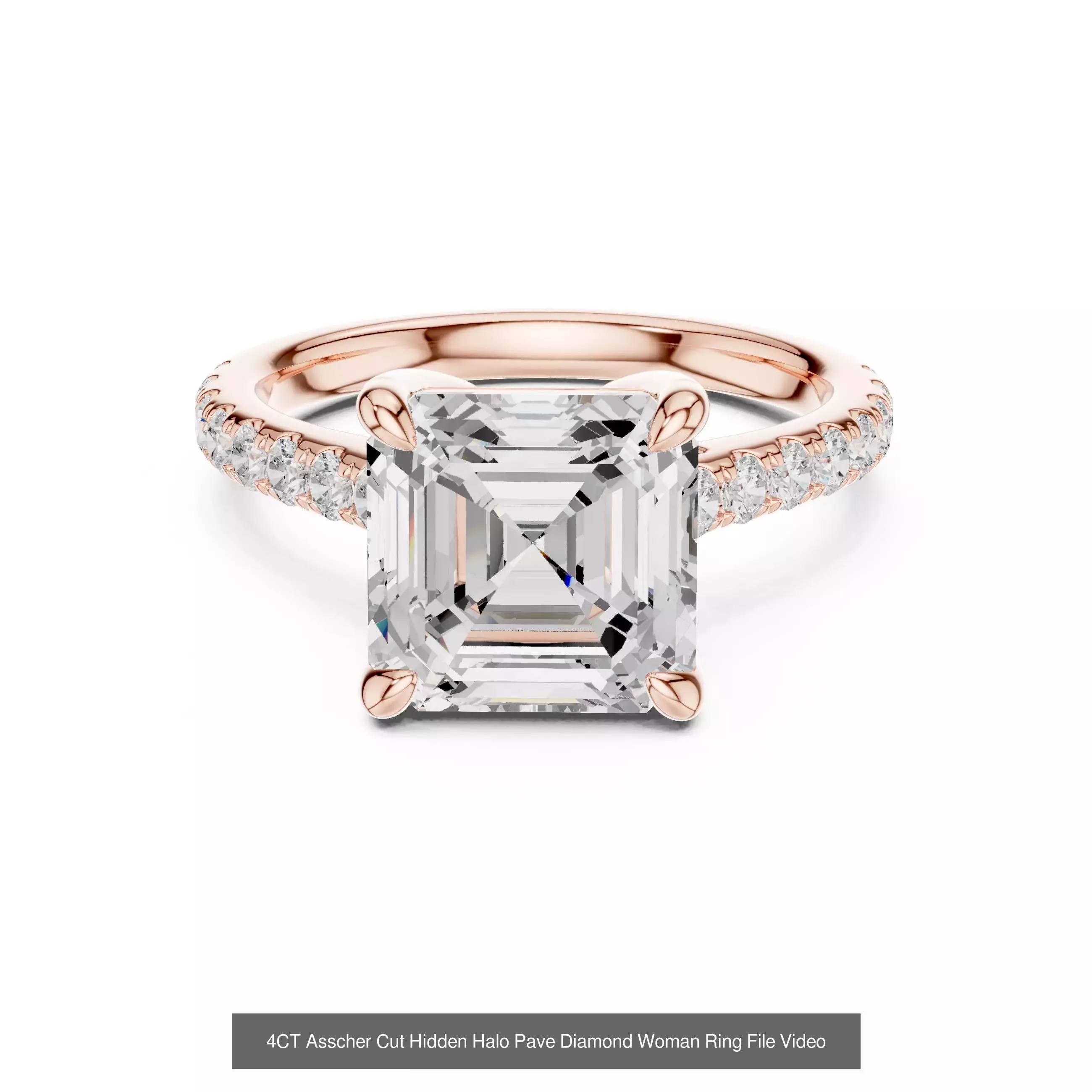 112 Asscher Diamond Rings 3DM STL OBJ FBX 3 Color Render Video 3D Model Collection_88