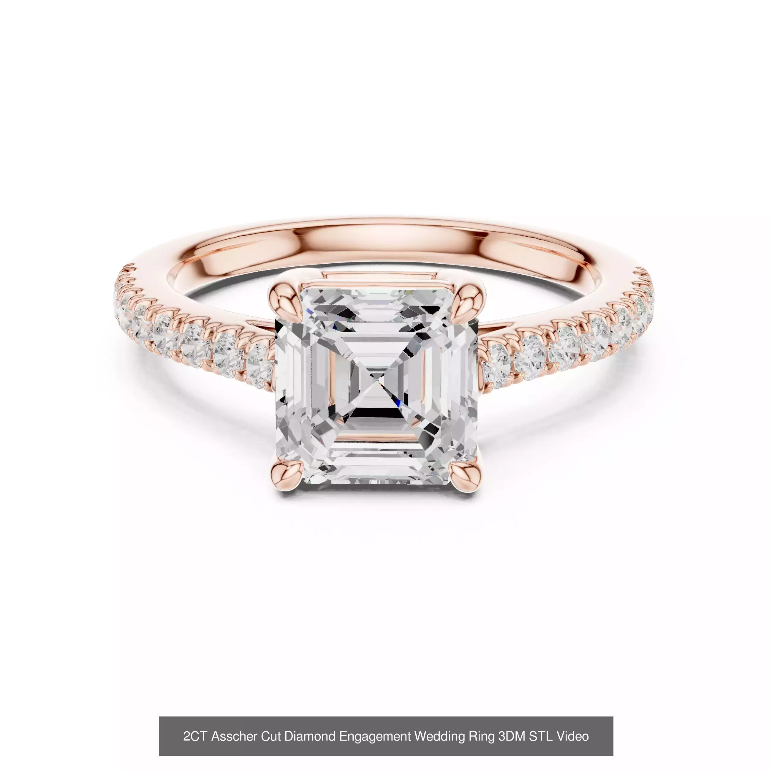 112 Asscher Diamond Rings 3DM STL OBJ FBX 3 Color Render Video 3D Model Collection_97