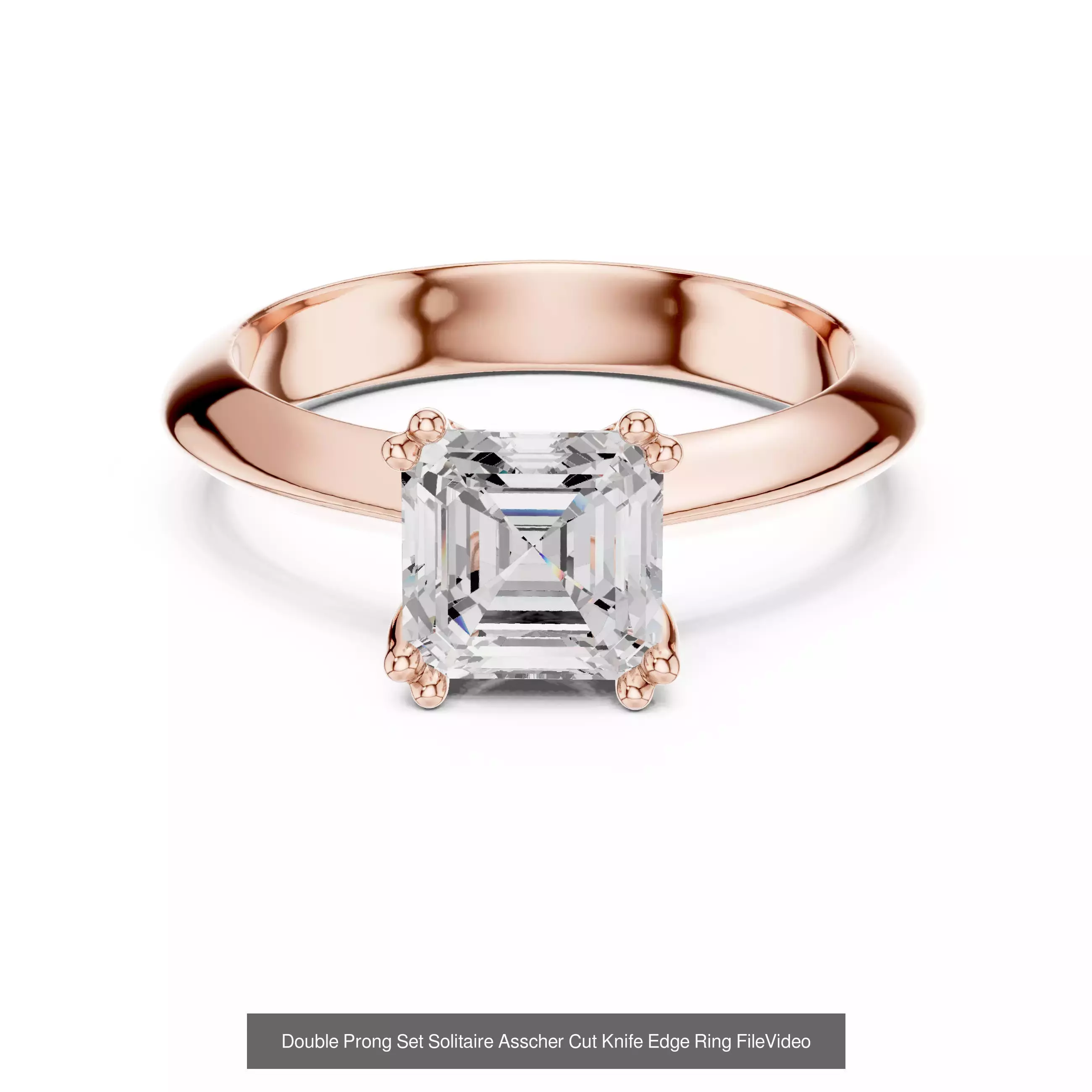 112 Asscher Diamond Rings 3DM STL OBJ FBX 3 Color Render Video 3D Model Collection_124