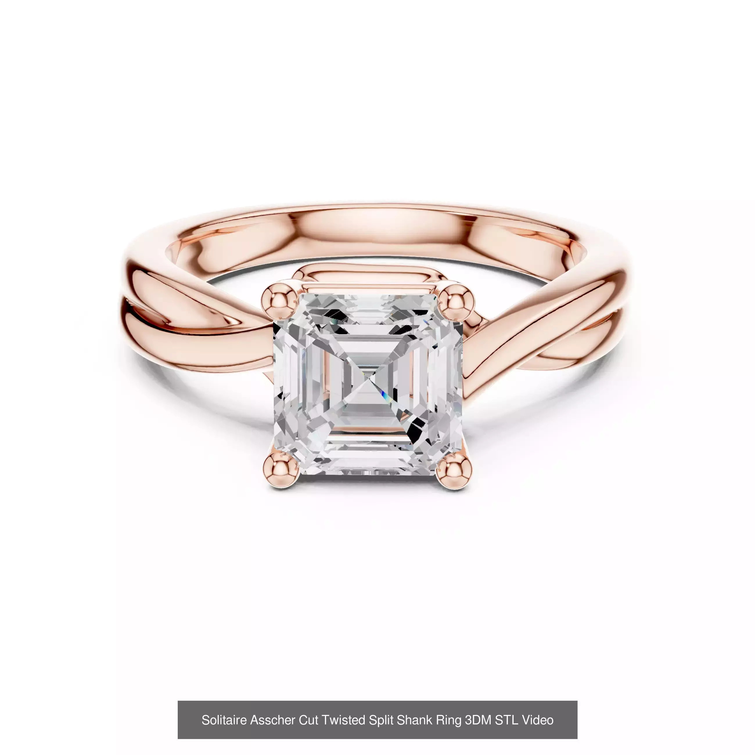 112 Asscher Diamond Rings 3DM STL OBJ FBX 3 Color Render Video 3D Model Collection_78