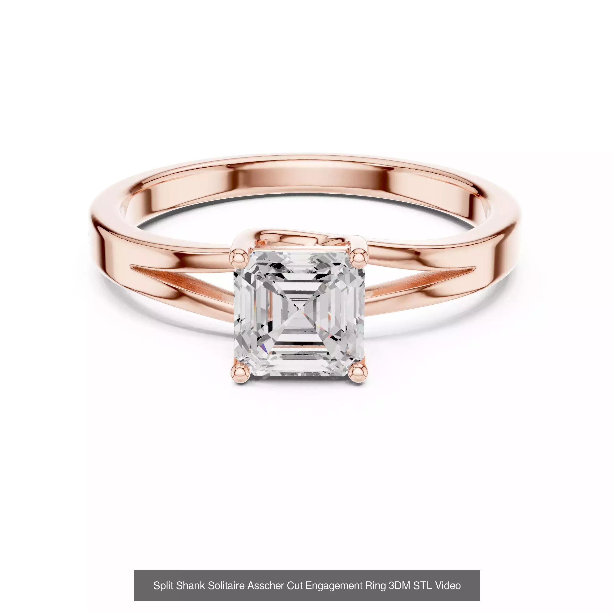 112 Asscher Diamond Rings 3DM STL OBJ FBX 3 Color Render Video 3D Model Collection_51