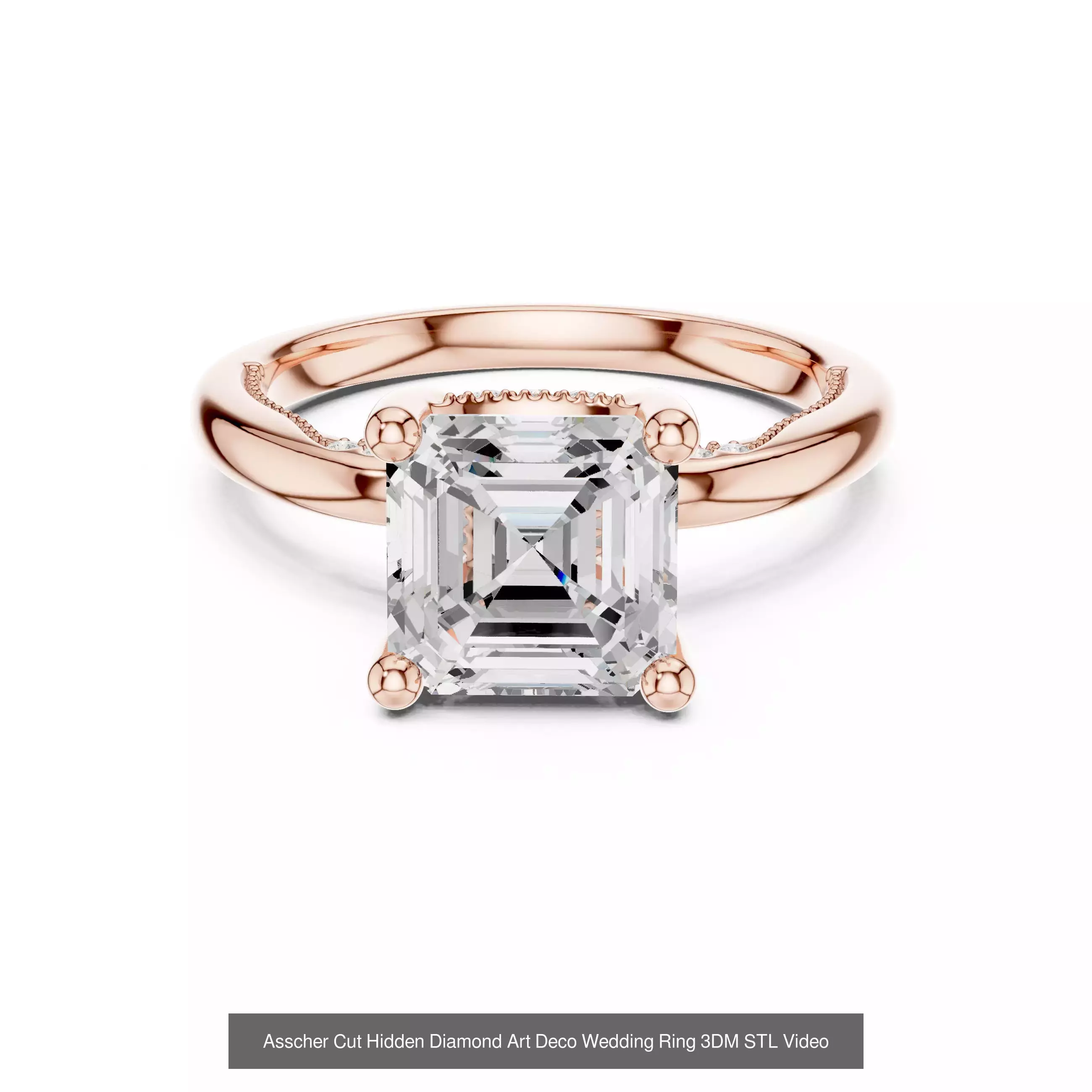 112 Asscher Diamond Rings 3DM STL OBJ FBX 3 Color Render Video 3D Model Collection_70