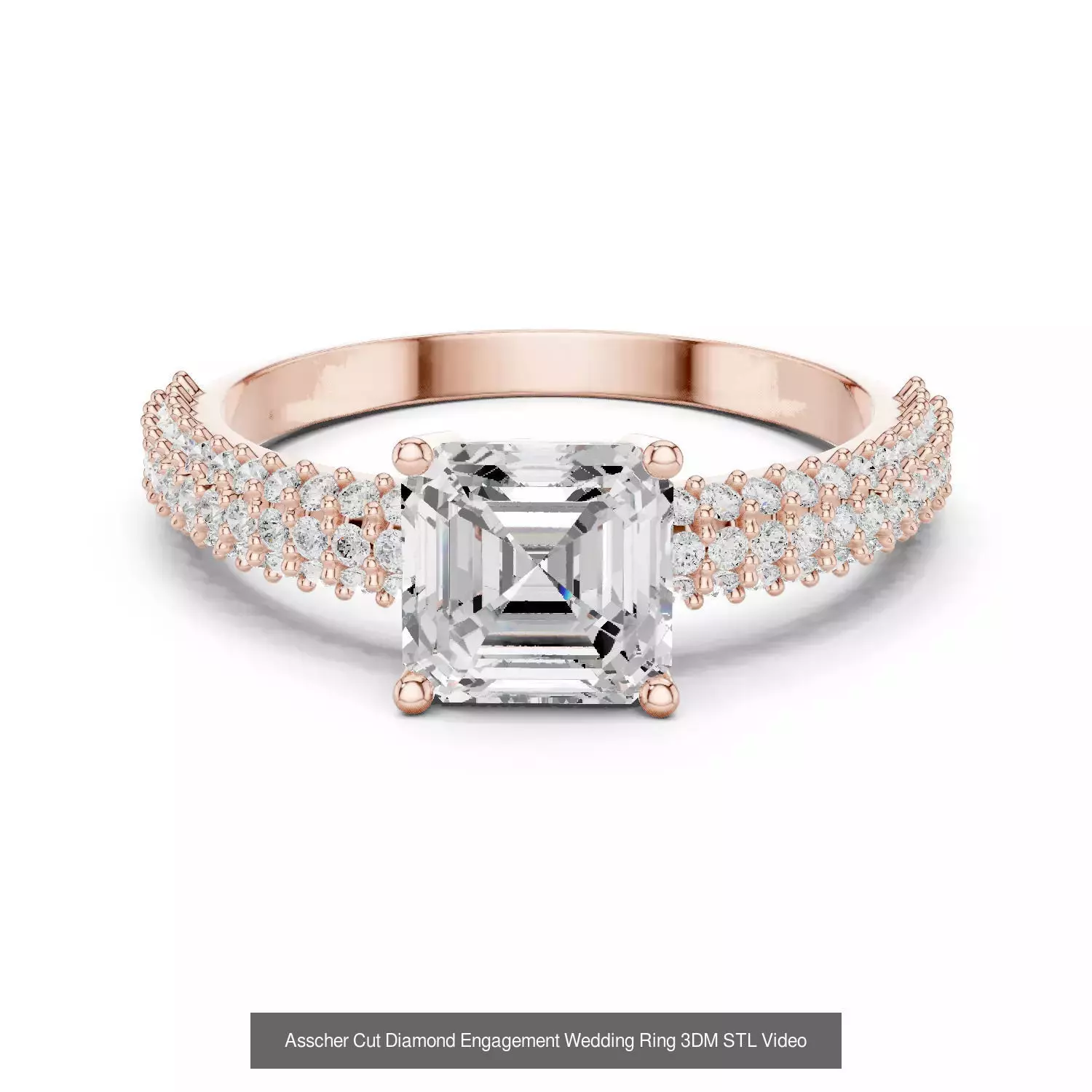 112 Asscher Diamond Rings 3DM STL OBJ FBX 3 Color Render Video 3D Model Collection_14