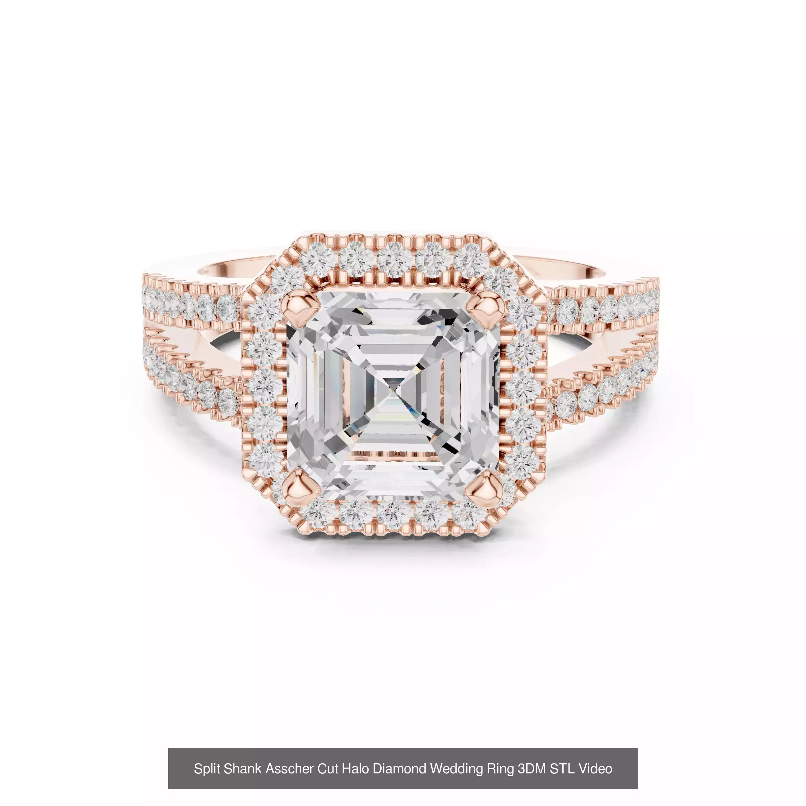 112 Asscher Diamond Rings 3DM STL OBJ FBX 3 Color Render Video 3D Model Collection_33