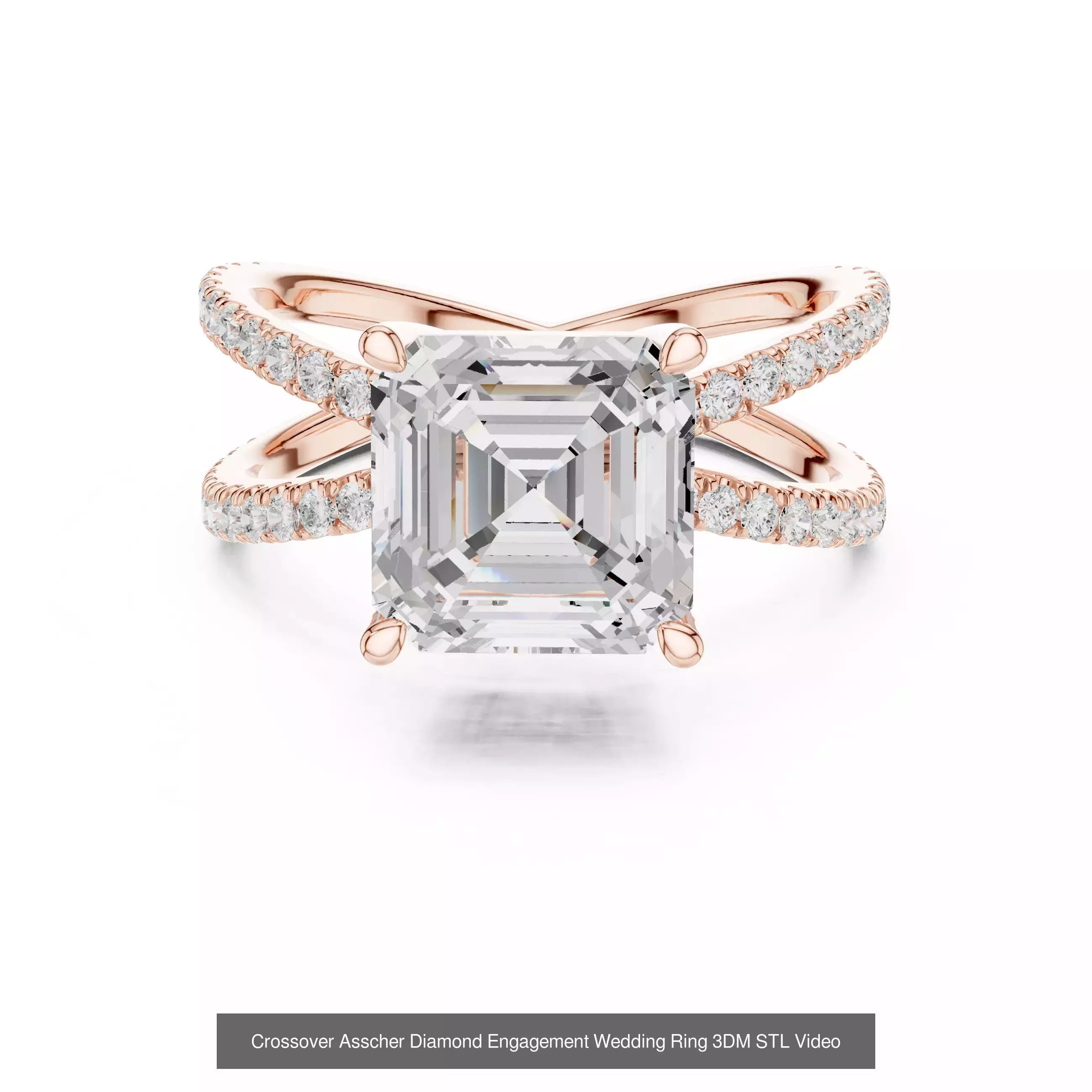 112 Asscher Diamond Rings 3DM STL OBJ FBX 3 Color Render Video 3D Model Collection_119