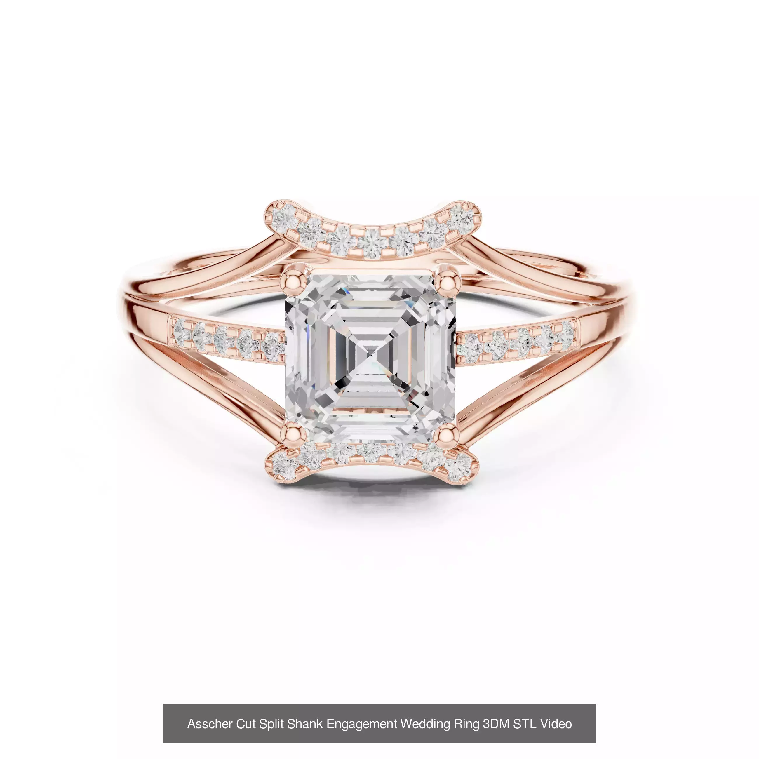 112 Asscher Diamond Rings 3DM STL OBJ FBX 3 Color Render Video 3D Model Collection_50