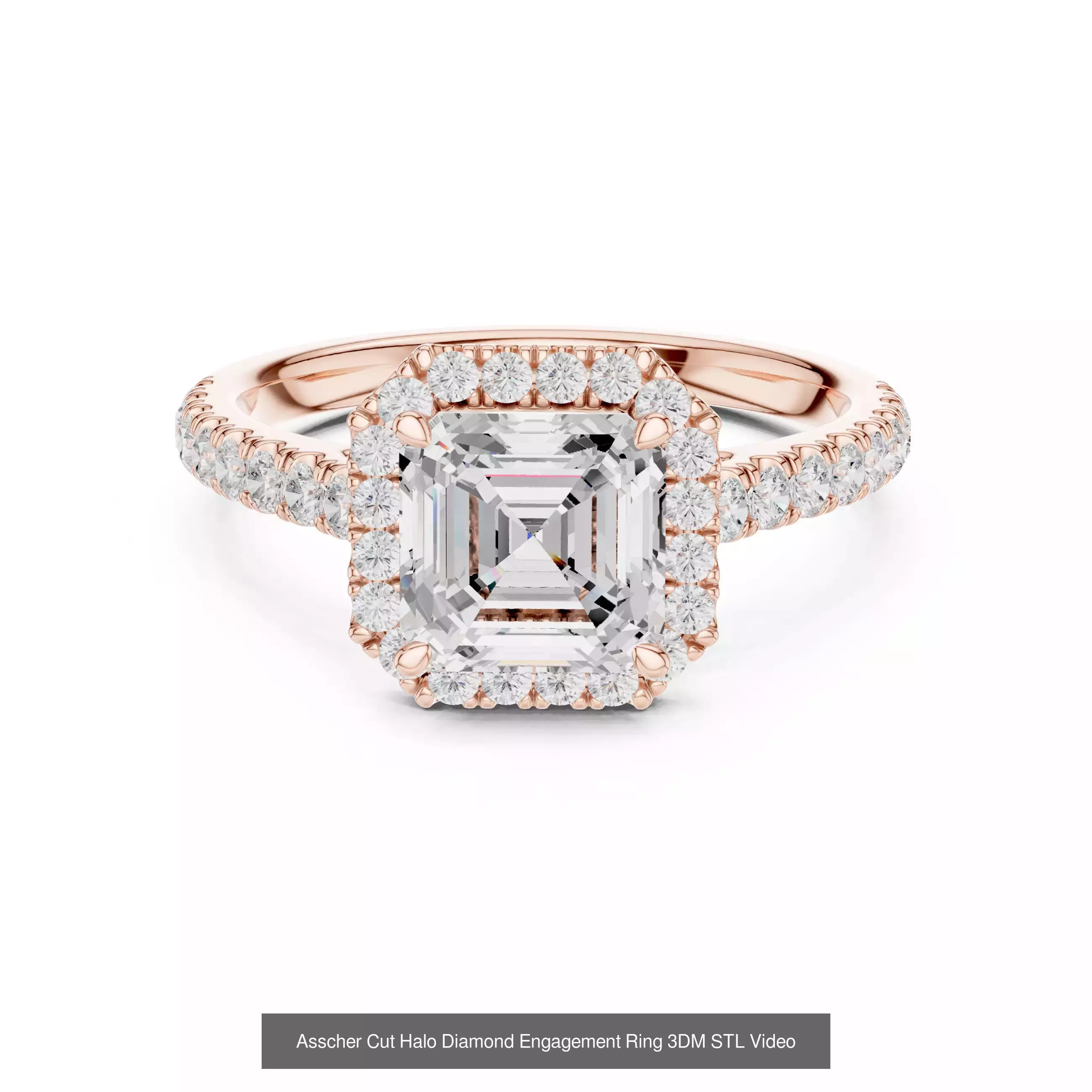 112 Asscher Diamond Rings 3DM STL OBJ FBX 3 Color Render Video 3D Model Collection_68