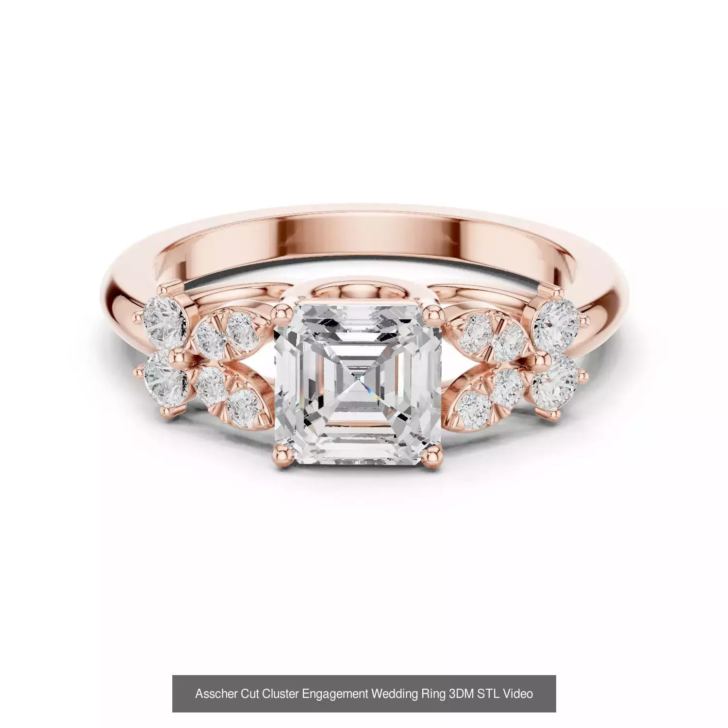 112 Asscher Diamond Rings 3DM STL OBJ FBX 3 Color Render Video 3D Model Collection_17