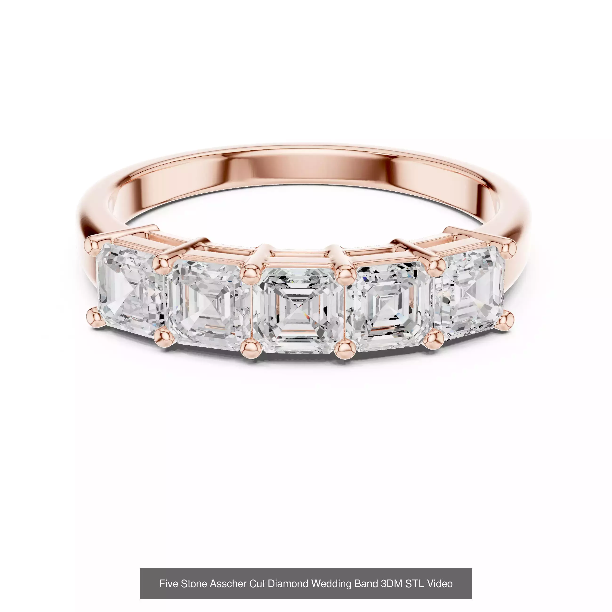 112 Asscher Diamond Rings 3DM STL OBJ FBX 3 Color Render Video 3D Model Collection_37