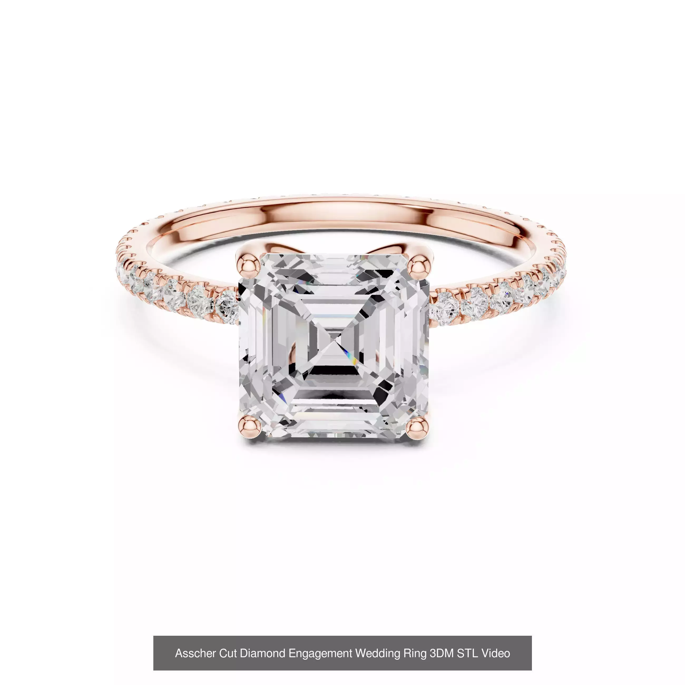 112 Asscher Diamond Rings 3DM STL OBJ FBX 3 Color Render Video 3D Model Collection_118