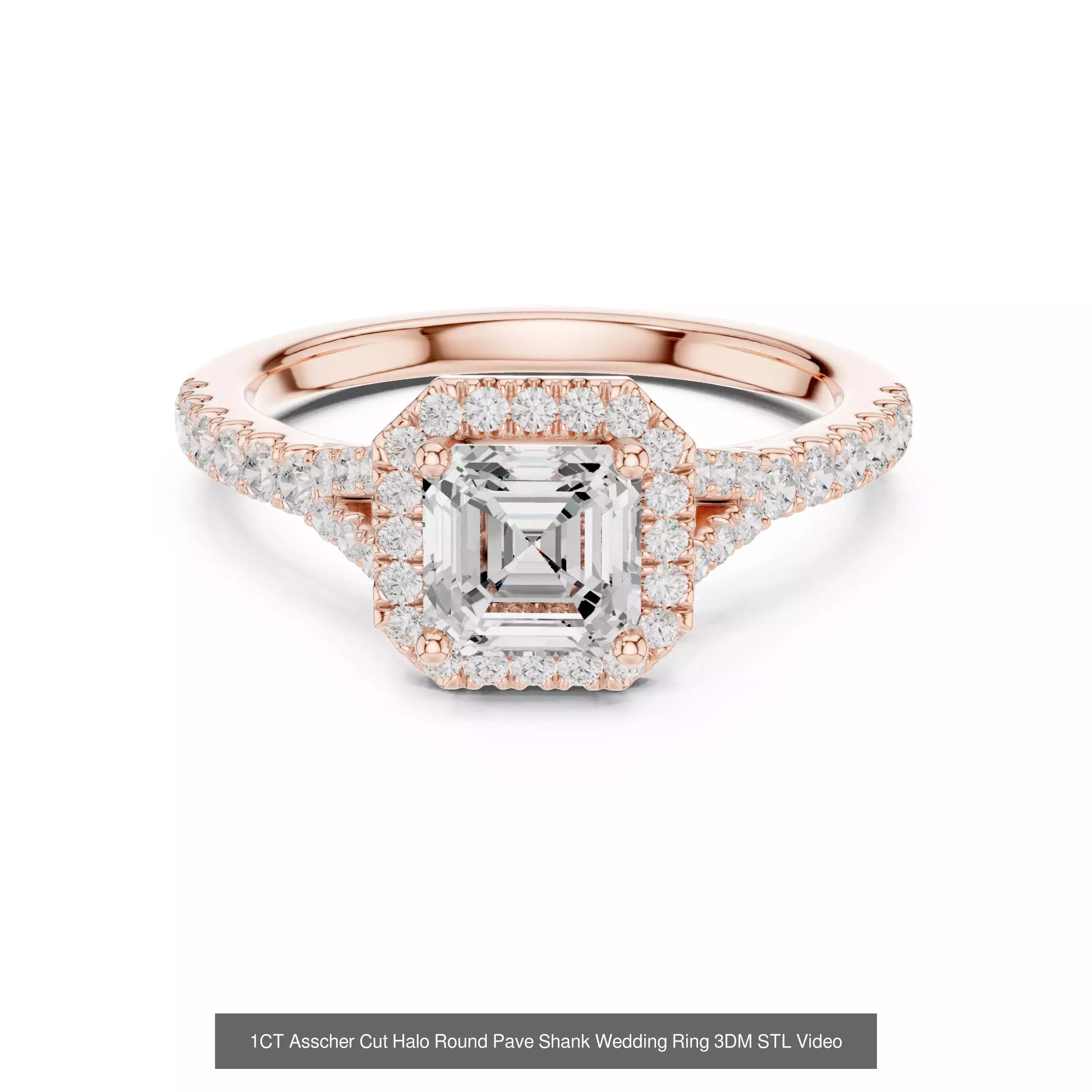 112 Asscher Diamond Rings 3DM STL OBJ FBX 3 Color Render Video 3D Model Collection_99