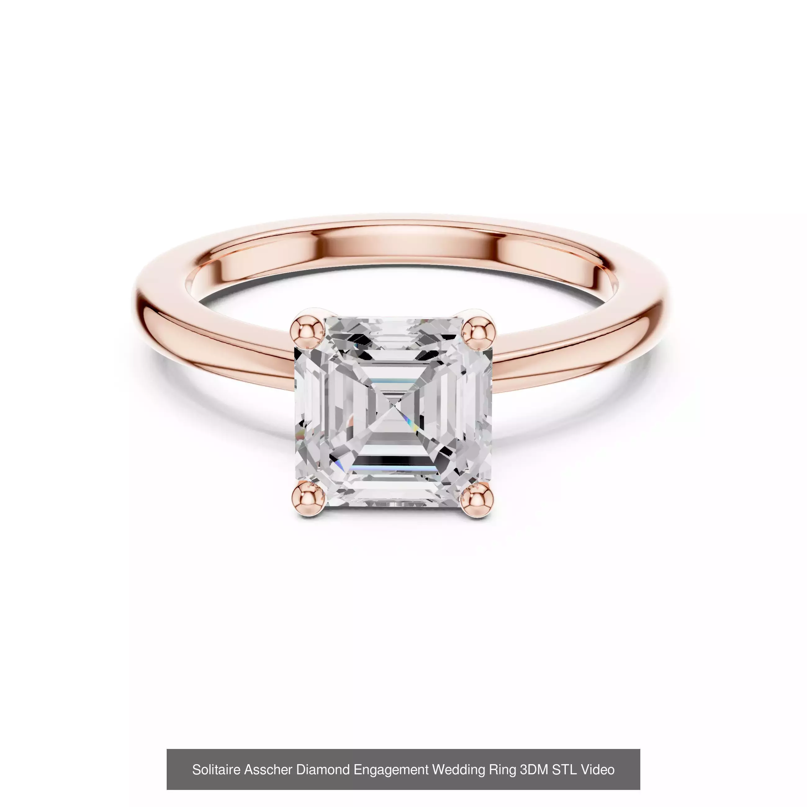 112 Asscher Diamond Rings 3DM STL OBJ FBX 3 Color Render Video 3D Model Collection_66