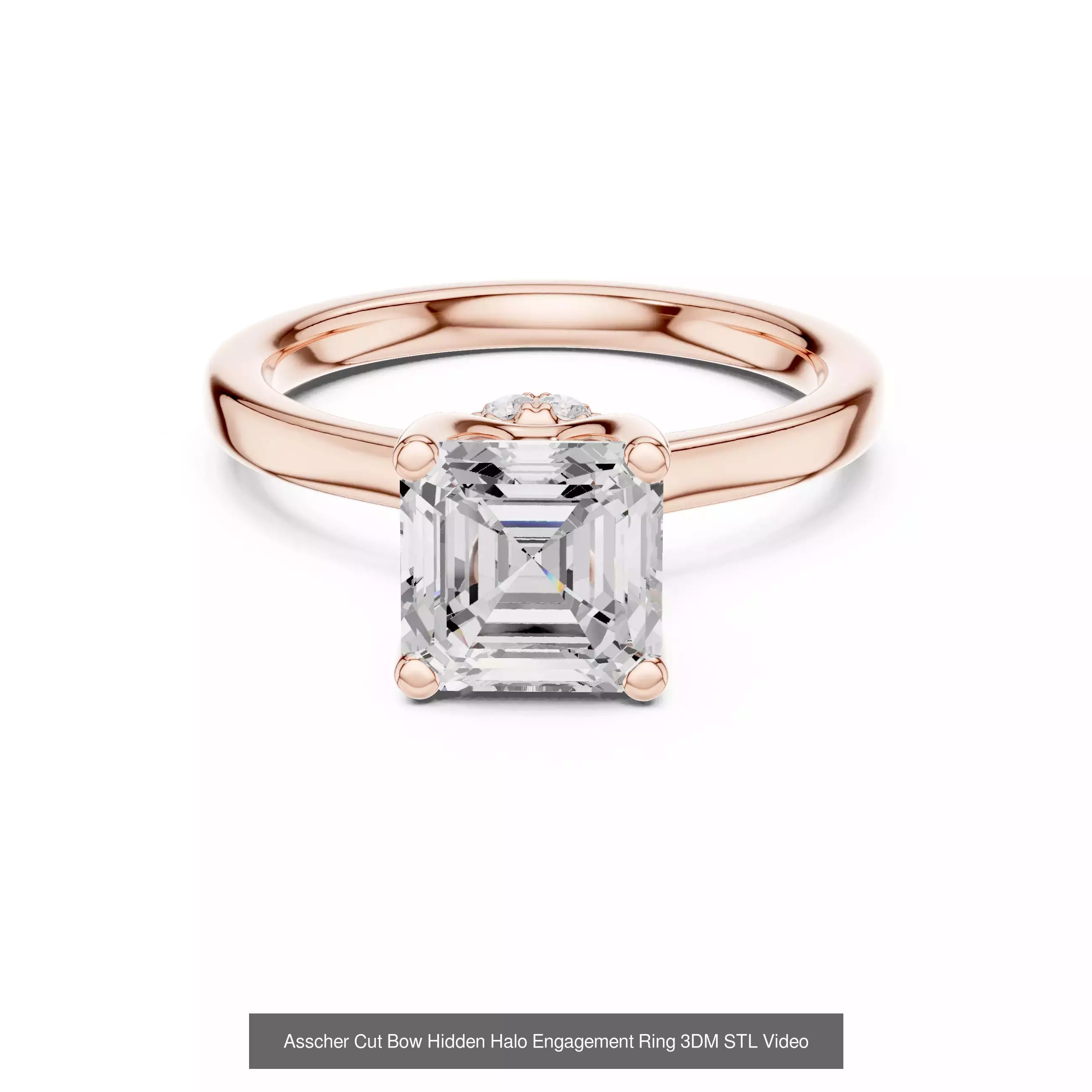 112 Asscher Diamond Rings 3DM STL OBJ FBX 3 Color Render Video 3D Model Collection_71