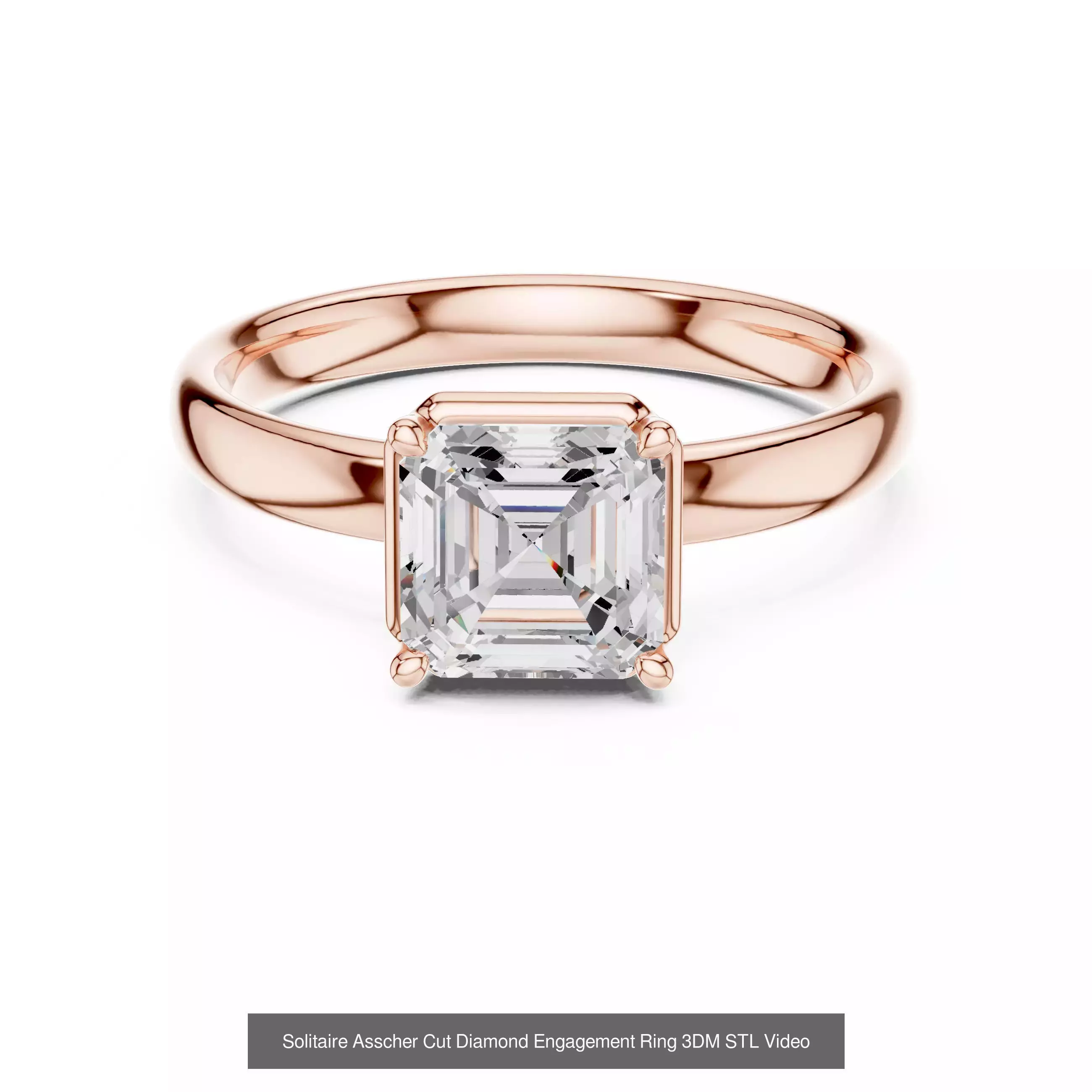 112 Asscher Diamond Rings 3DM STL OBJ FBX 3 Color Render Video 3D Model Collection_115