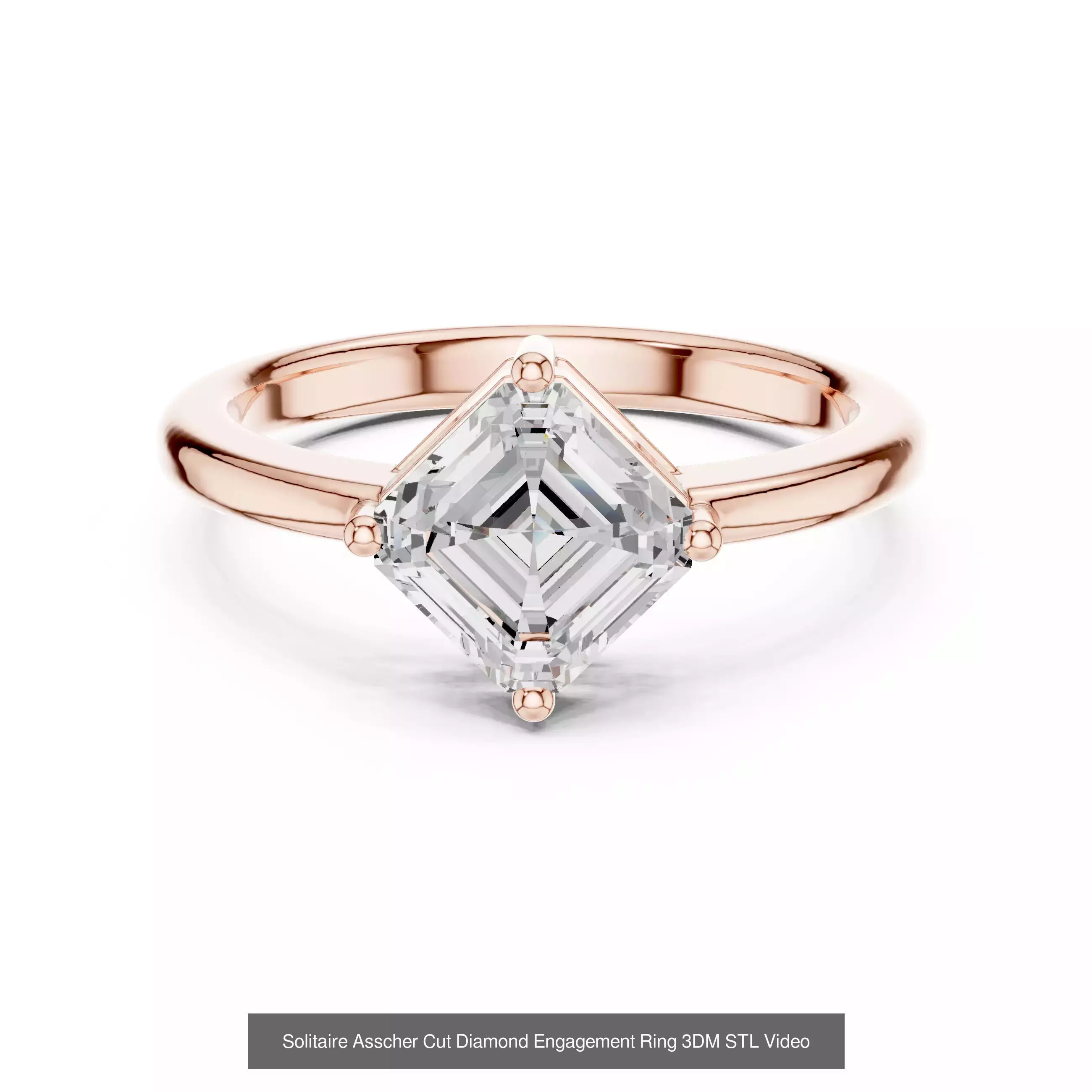 112 Asscher Diamond Rings 3DM STL OBJ FBX 3 Color Render Video 3D Model Collection_48