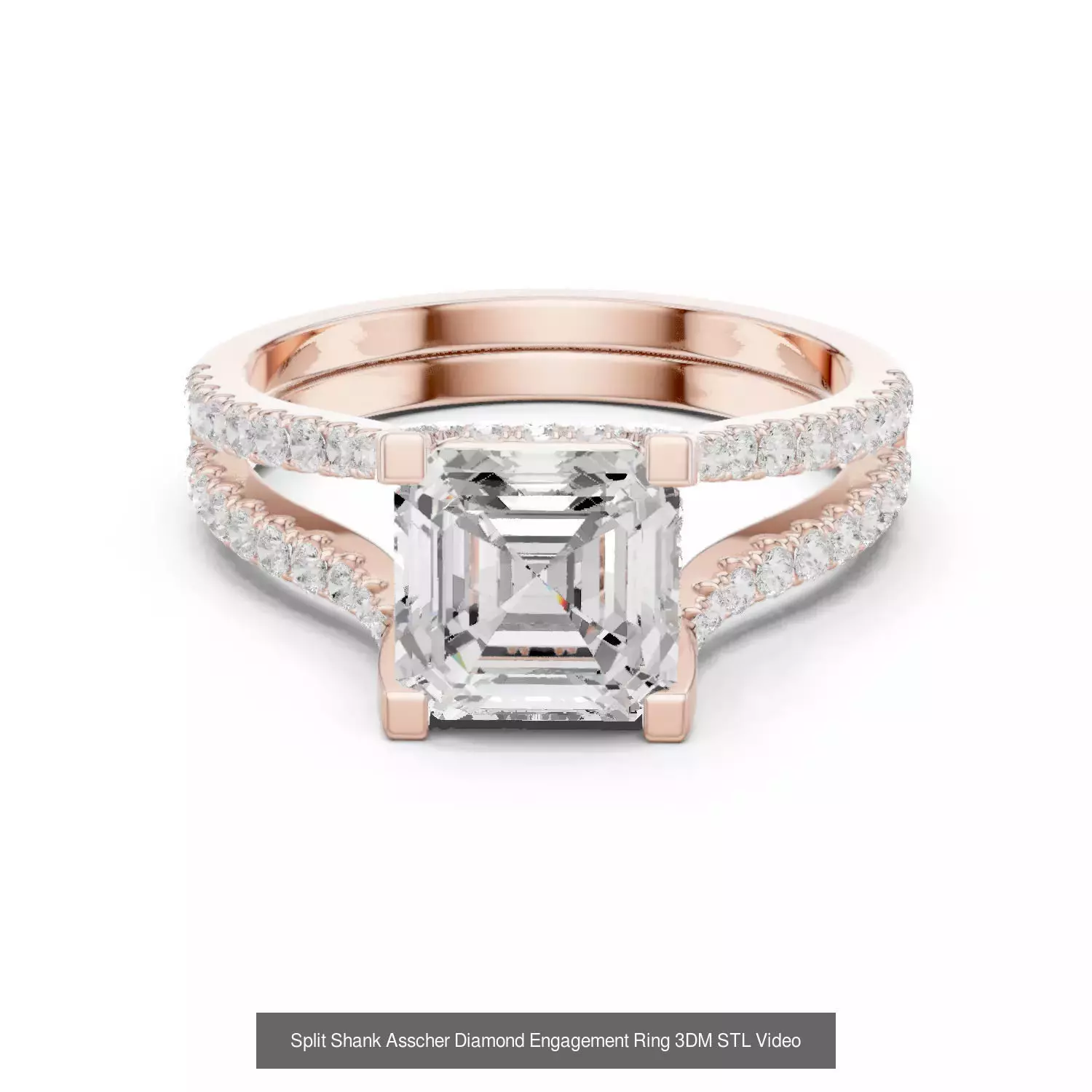 112 Asscher Diamond Rings 3DM STL OBJ FBX 3 Color Render Video 3D Model Collection_28