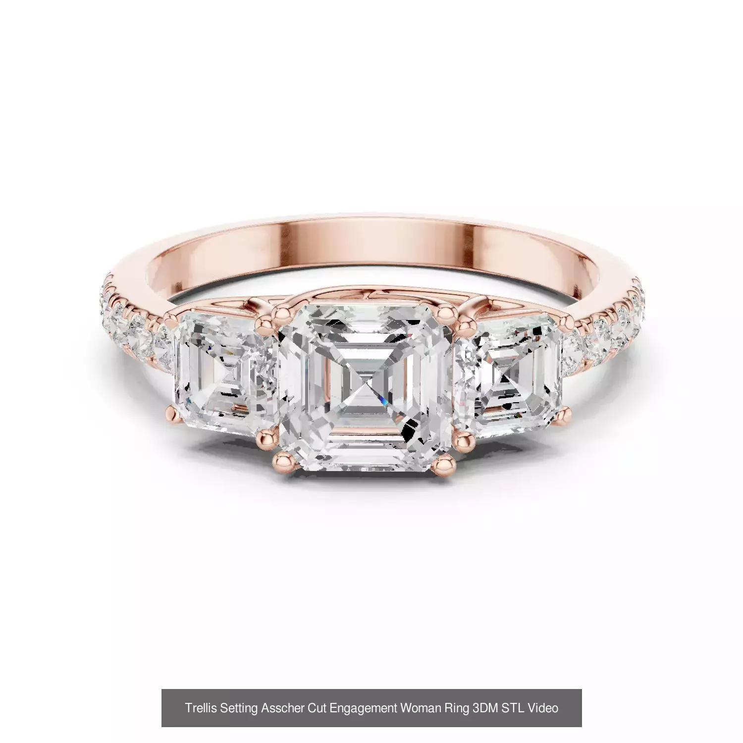 112 Asscher Diamond Rings 3DM STL OBJ FBX 3 Color Render Video 3D Model Collection_20