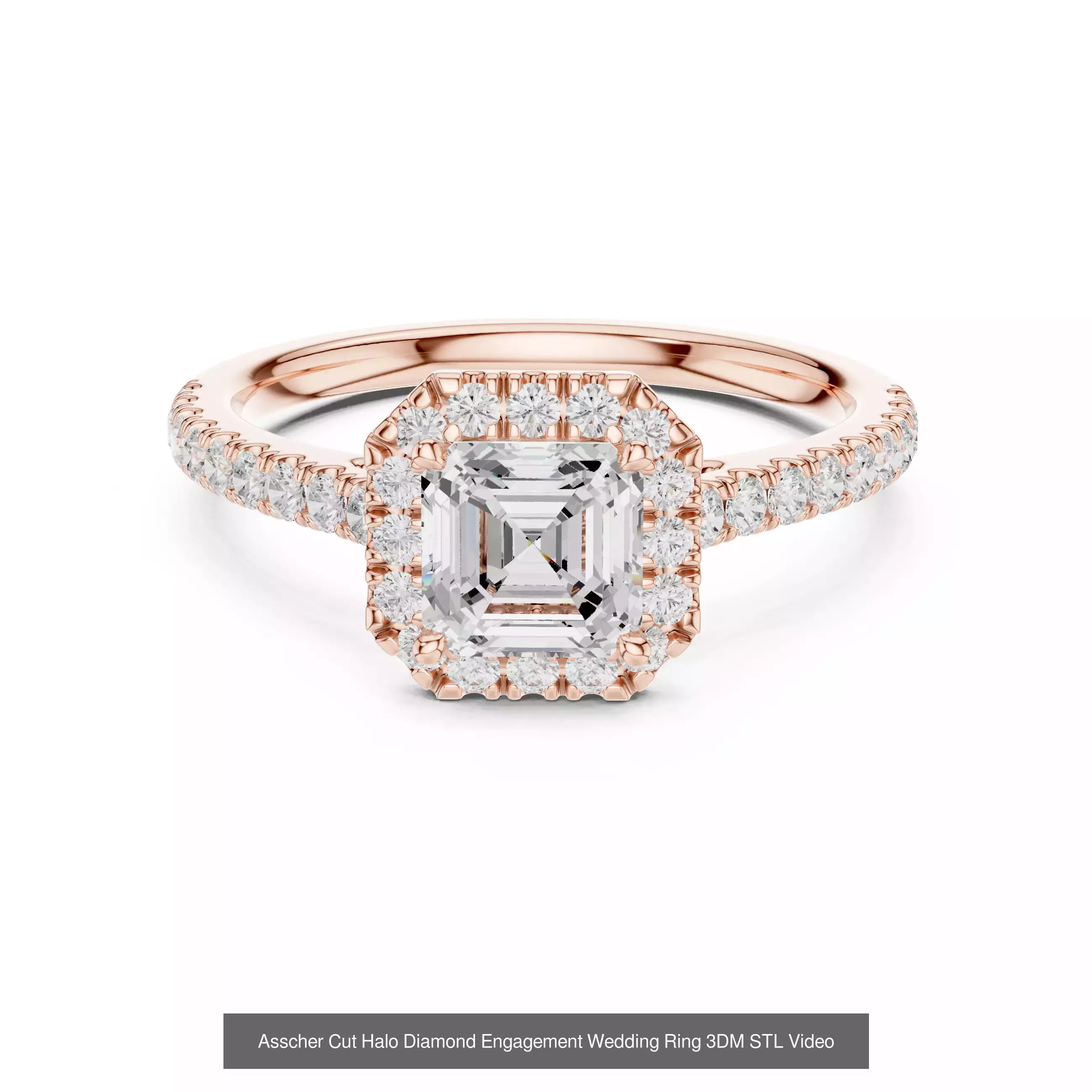 112 Asscher Diamond Rings 3DM STL OBJ FBX 3 Color Render Video 3D Model Collection_63