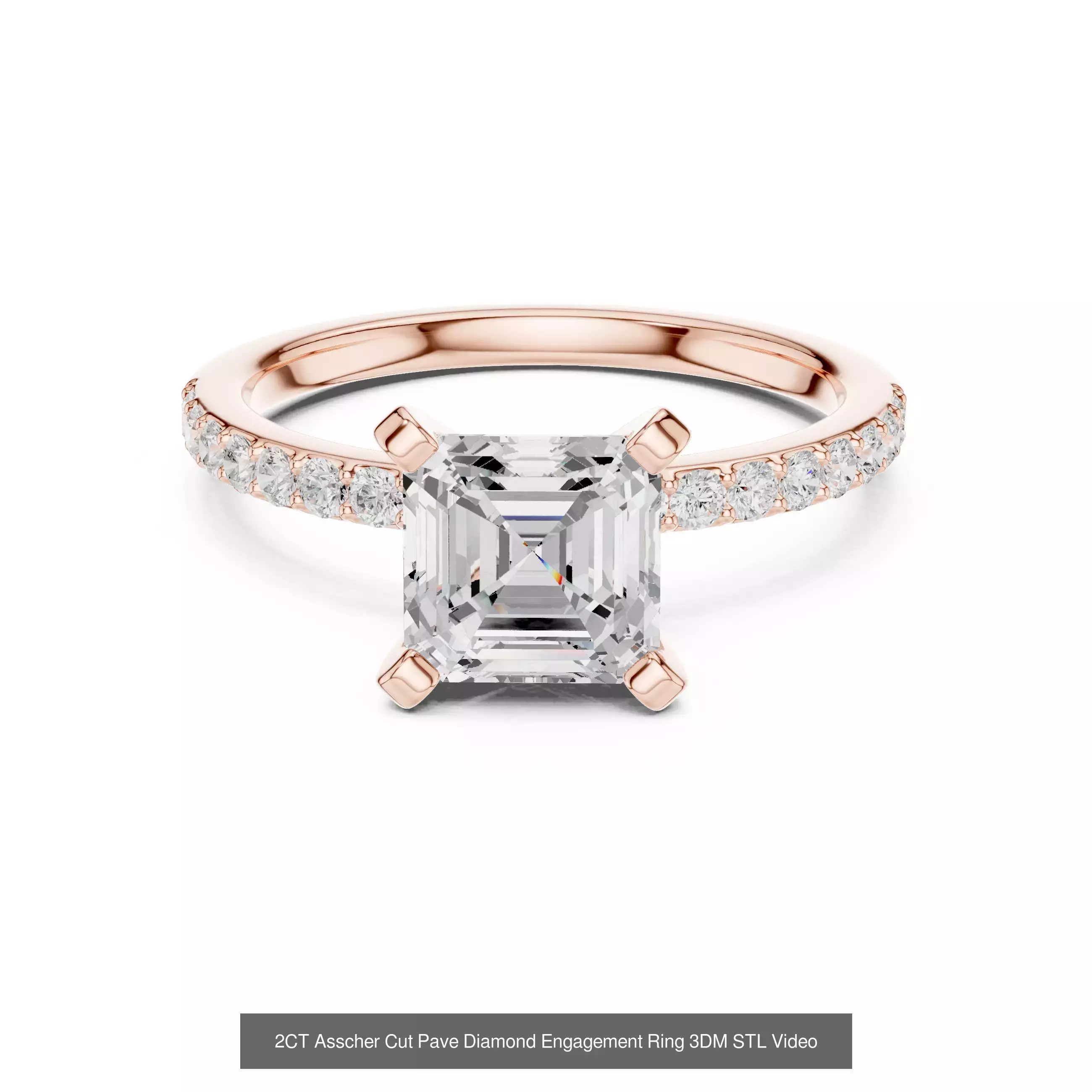 112 Asscher Diamond Rings 3DM STL OBJ FBX 3 Color Render Video 3D Model Collection_60