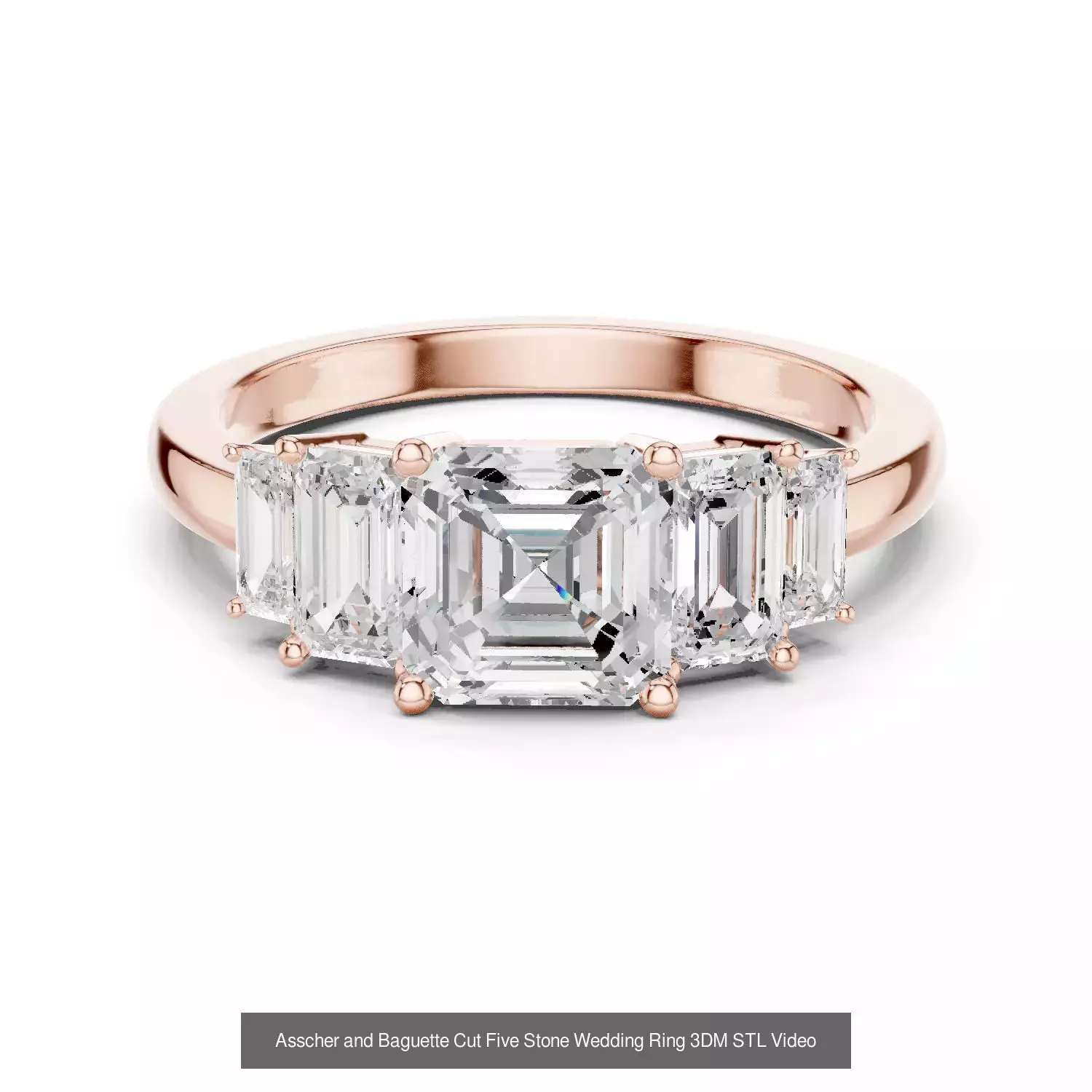 112 Asscher Diamond Rings 3DM STL OBJ FBX 3 Color Render Video 3D Model Collection_18