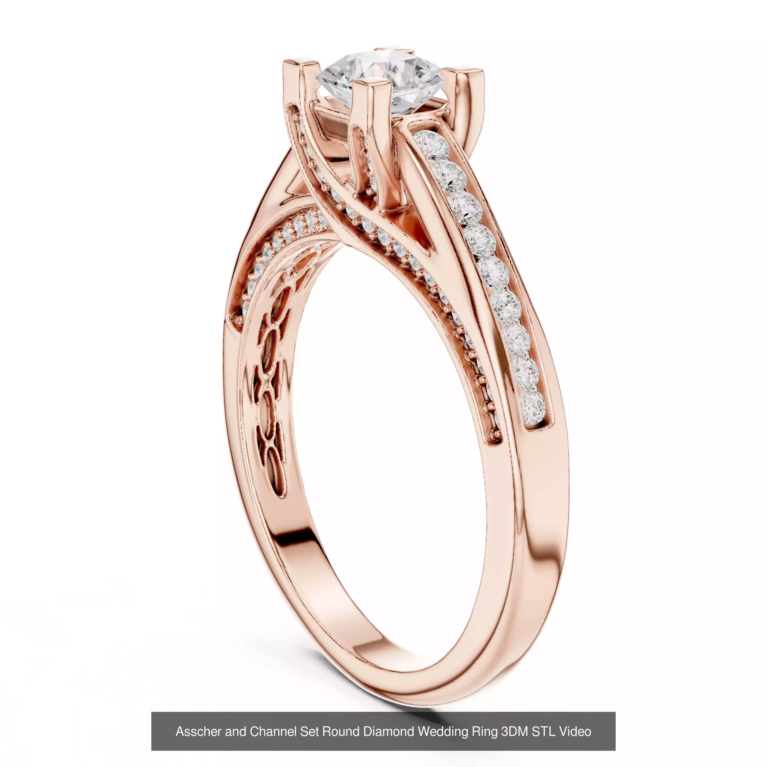 112 Asscher Diamond Rings 3DM STL OBJ FBX 3 Color Render Video 3D Model Collection_85