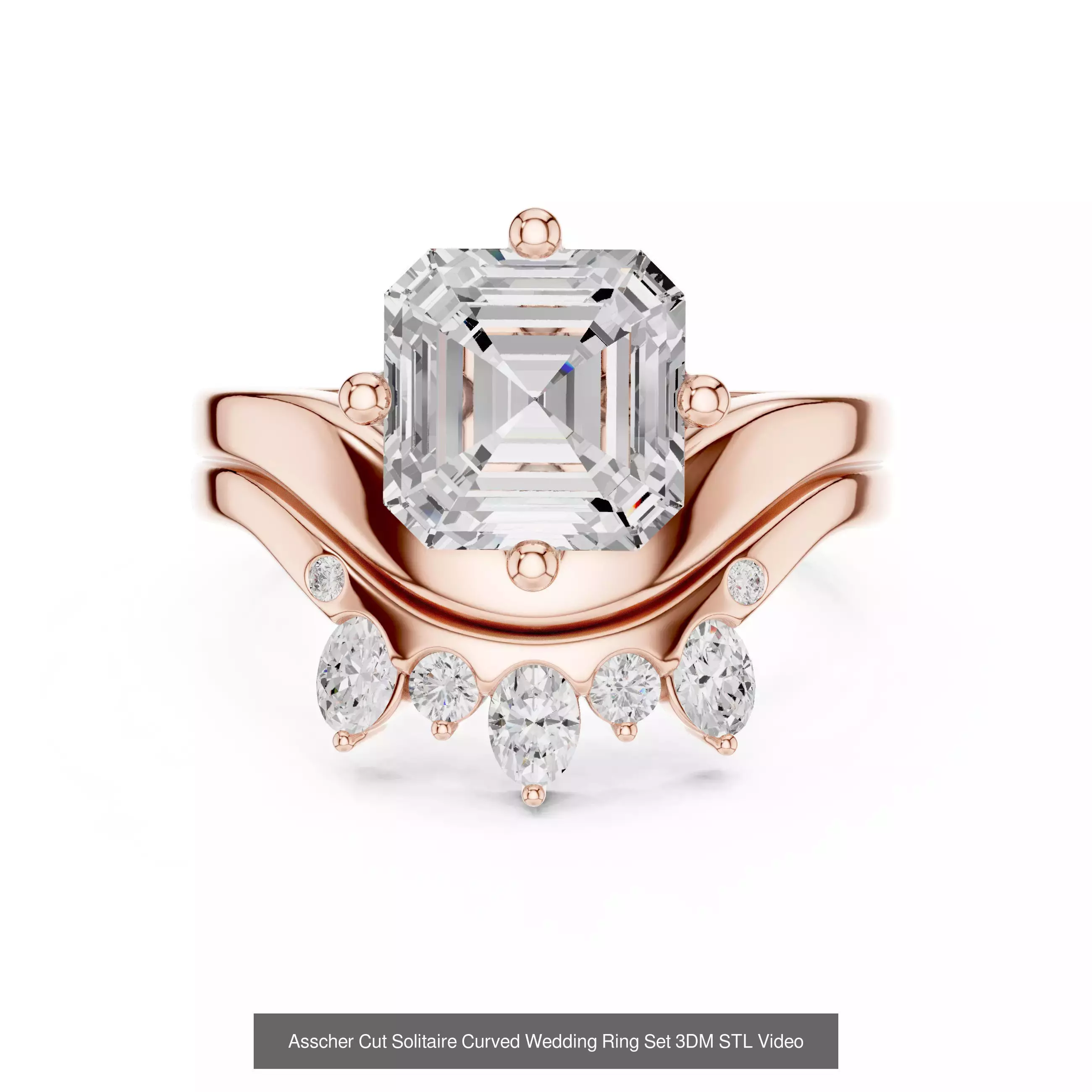 112 Asscher Diamond Rings 3DM STL OBJ FBX 3 Color Render Video 3D Model Collection_56