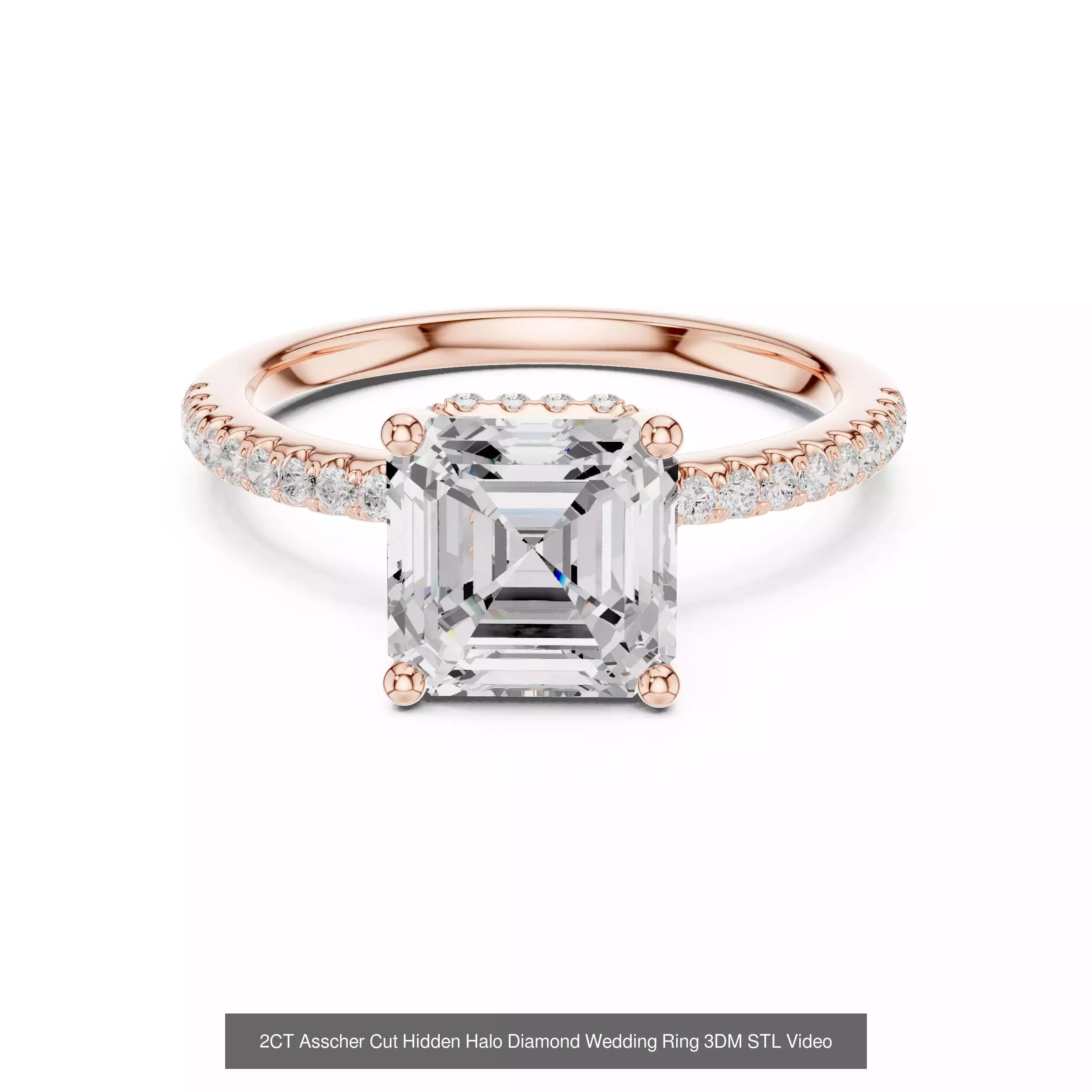 112 Asscher Diamond Rings 3DM STL OBJ FBX 3 Color Render Video 3D Model Collection_72