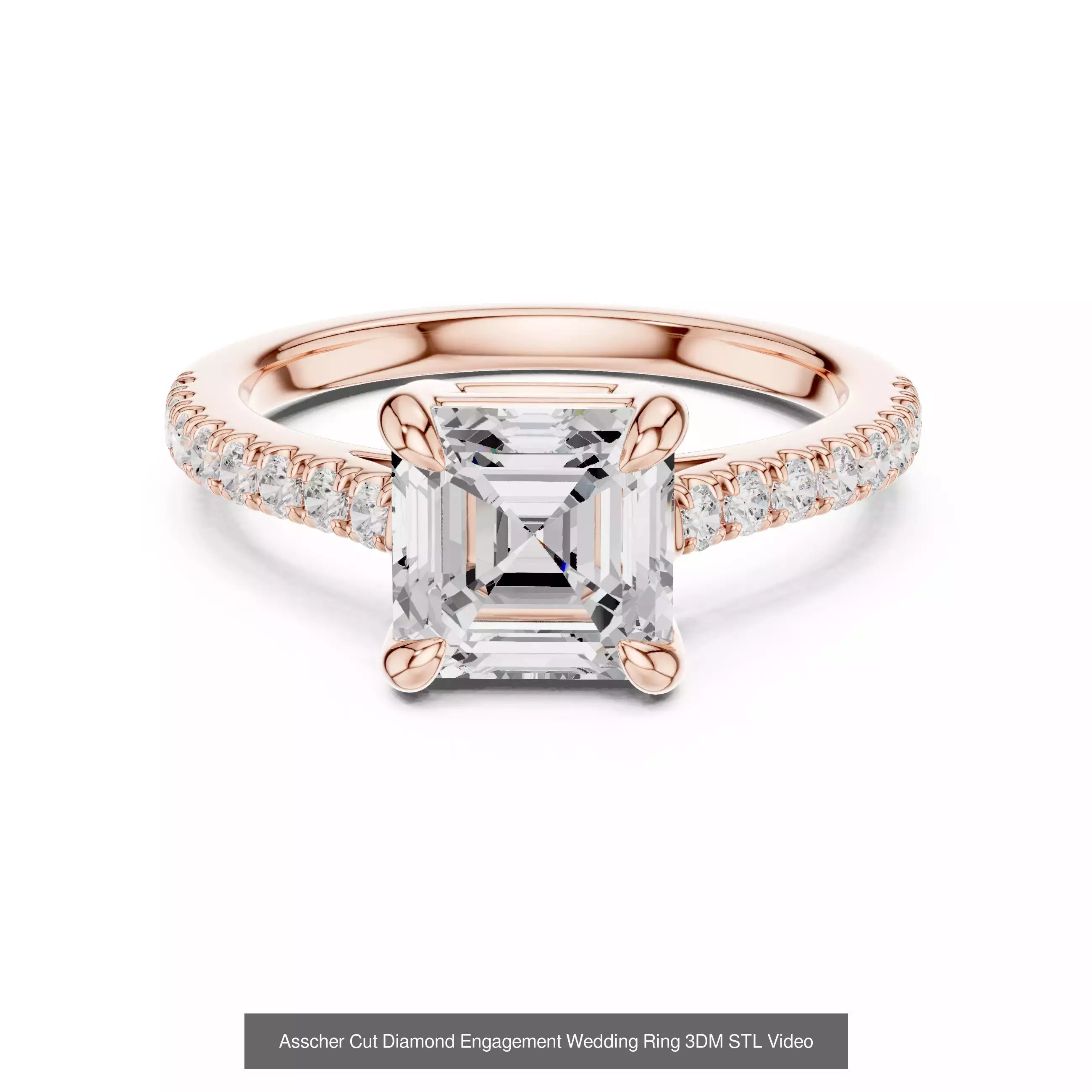 112 Asscher Diamond Rings 3DM STL OBJ FBX 3 Color Render Video 3D Model Collection_59