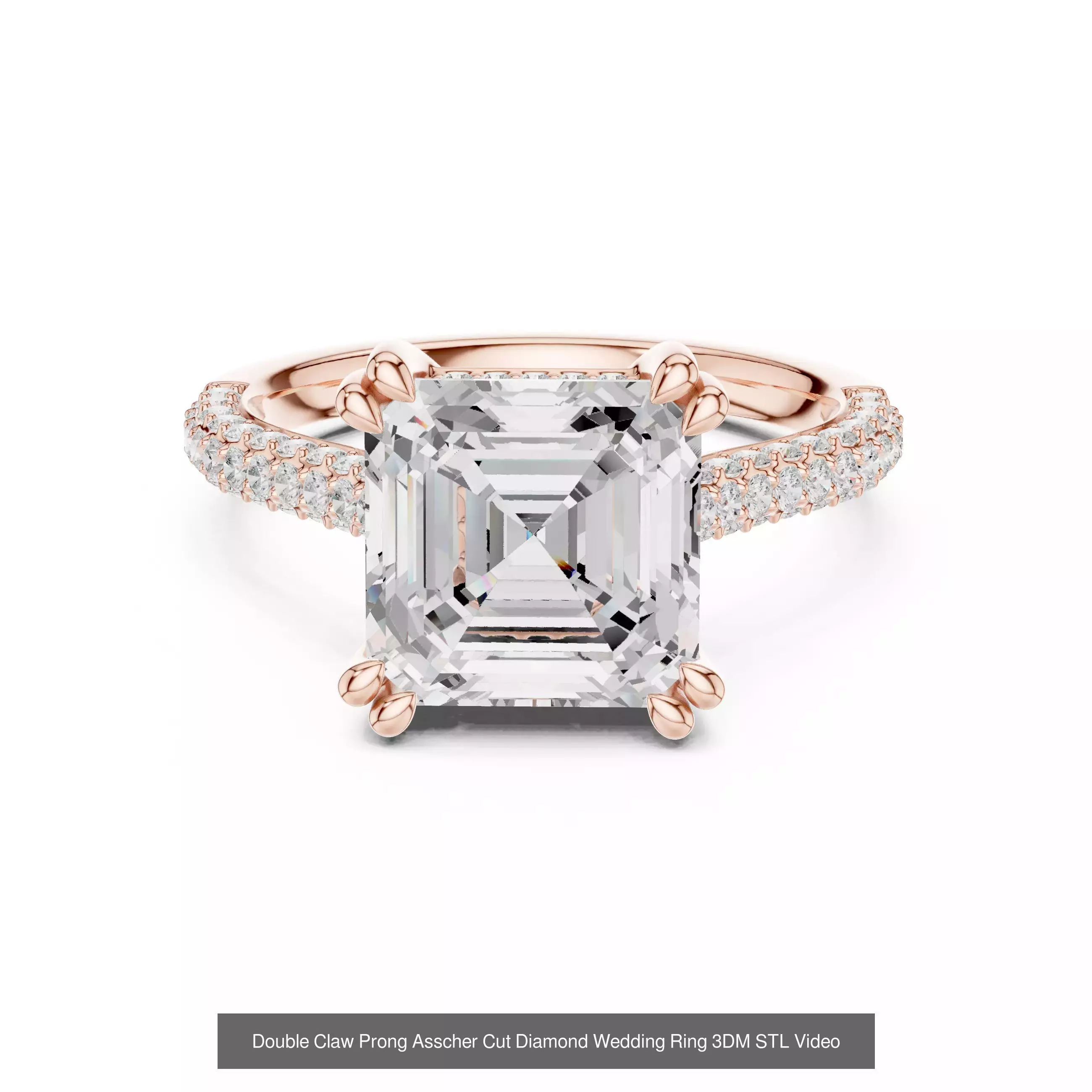 112 Asscher Diamond Rings 3DM STL OBJ FBX 3 Color Render Video 3D Model Collection_93