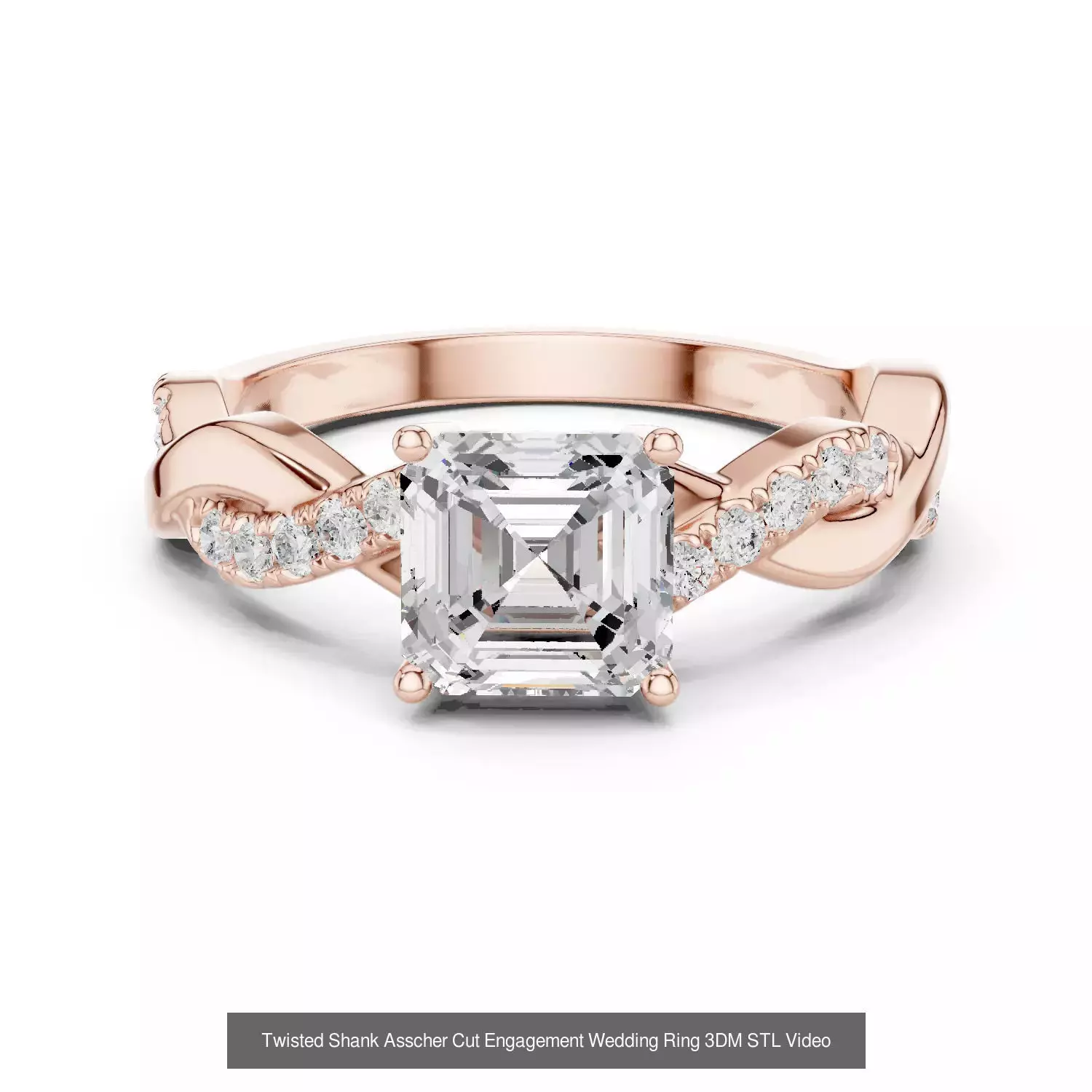 112 Asscher Diamond Rings 3DM STL OBJ FBX 3 Color Render Video 3D Model Collection_19