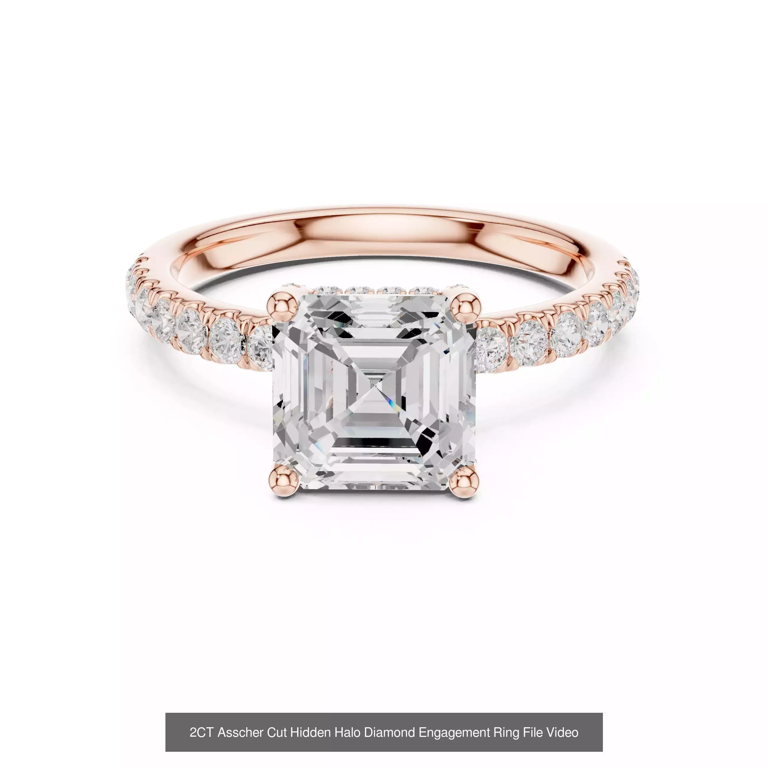 112 Asscher Diamond Rings 3DM STL OBJ FBX 3 Color Render Video 3D Model Collection_101