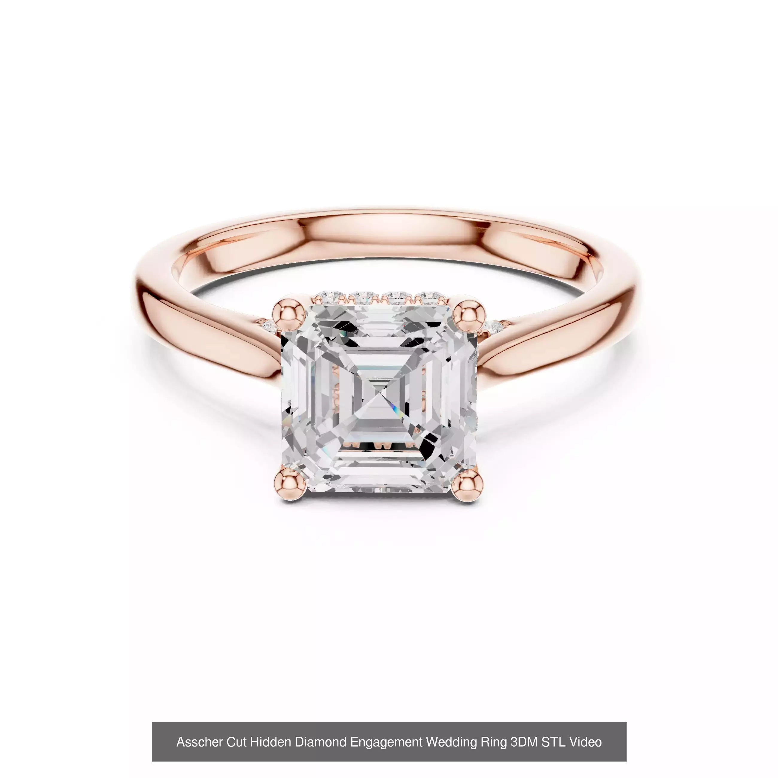 112 Asscher Diamond Rings 3DM STL OBJ FBX 3 Color Render Video 3D Model Collection_108