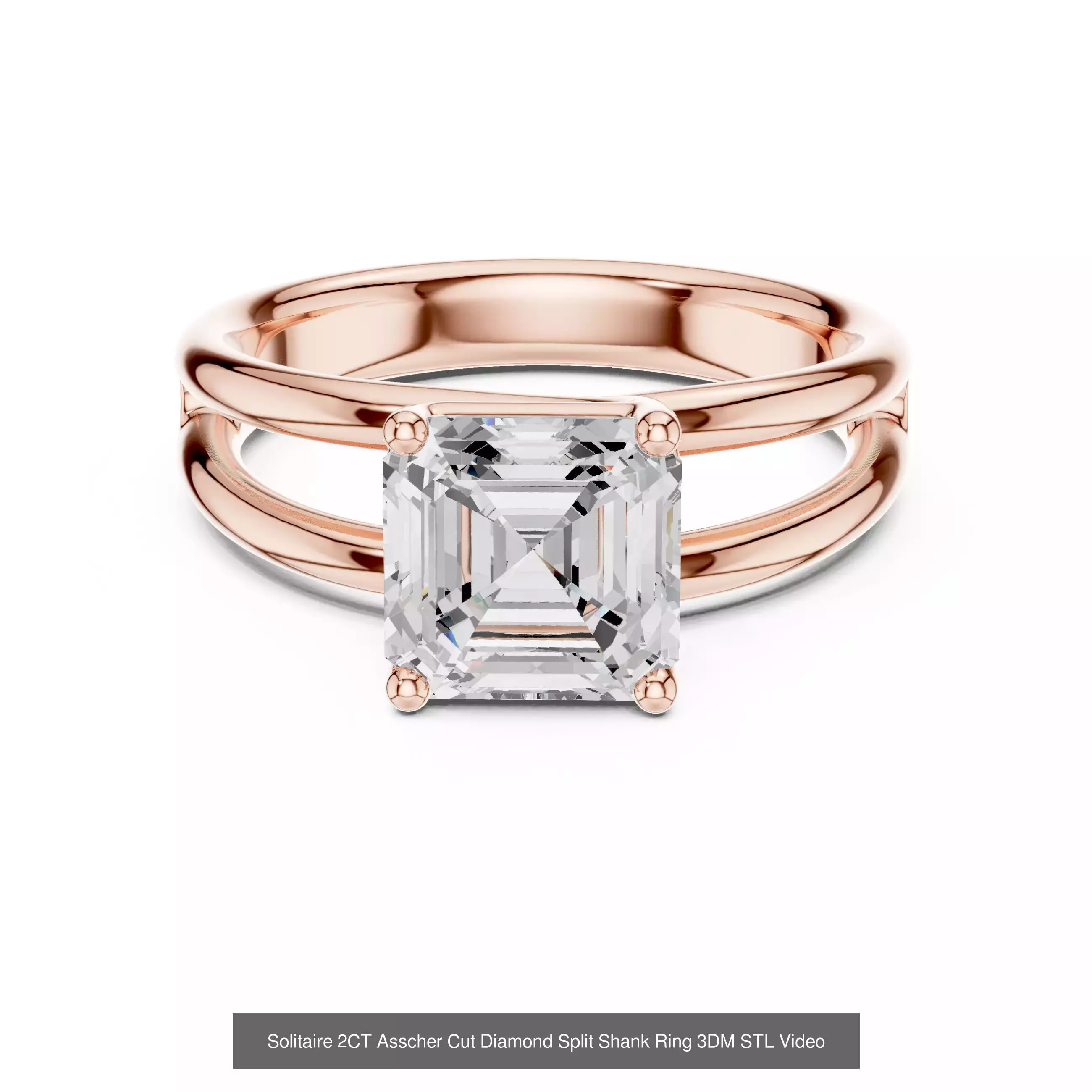 112 Asscher Diamond Rings 3DM STL OBJ FBX 3 Color Render Video 3D Model Collection_114