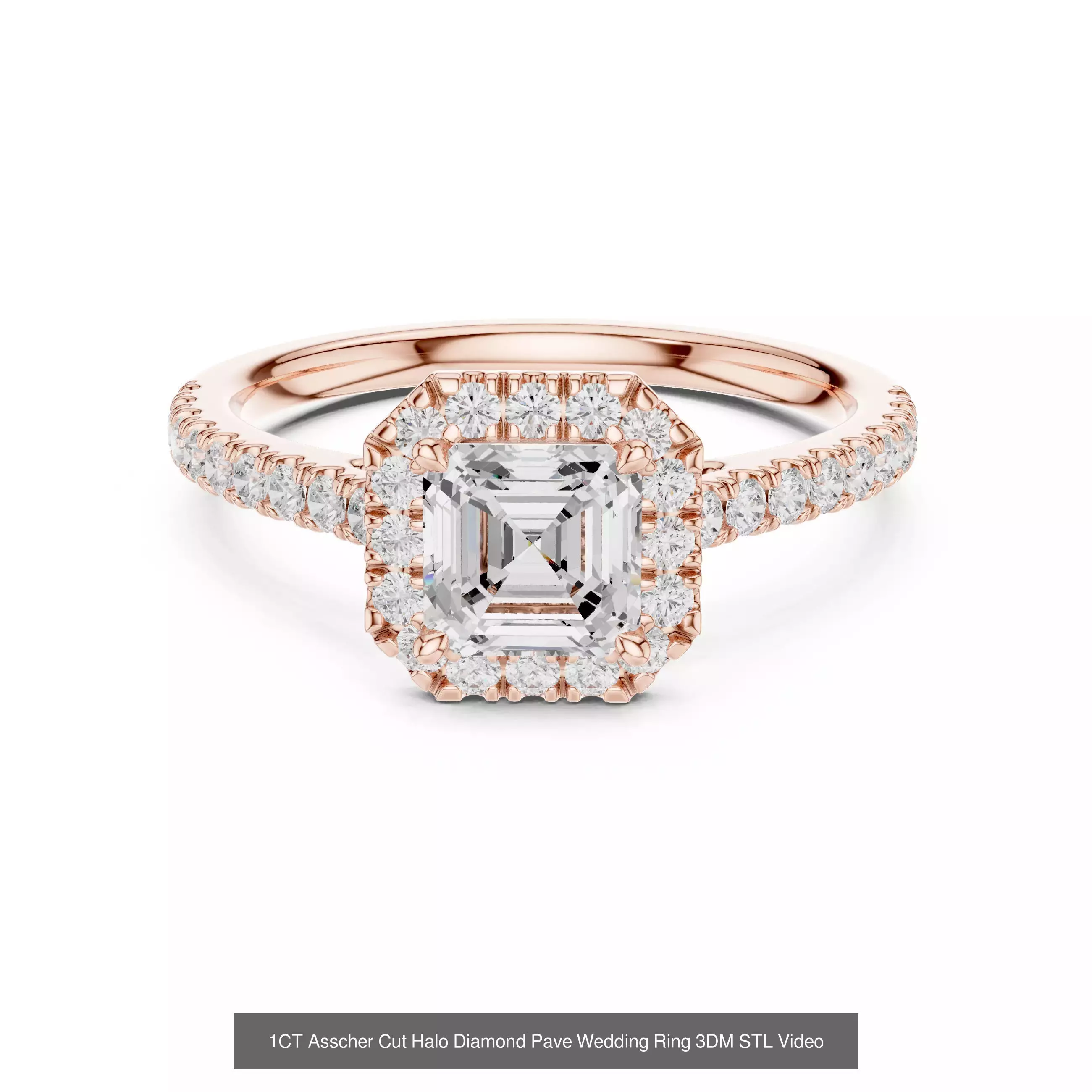 112 Asscher Diamond Rings 3DM STL OBJ FBX 3 Color Render Video 3D Model Collection_83