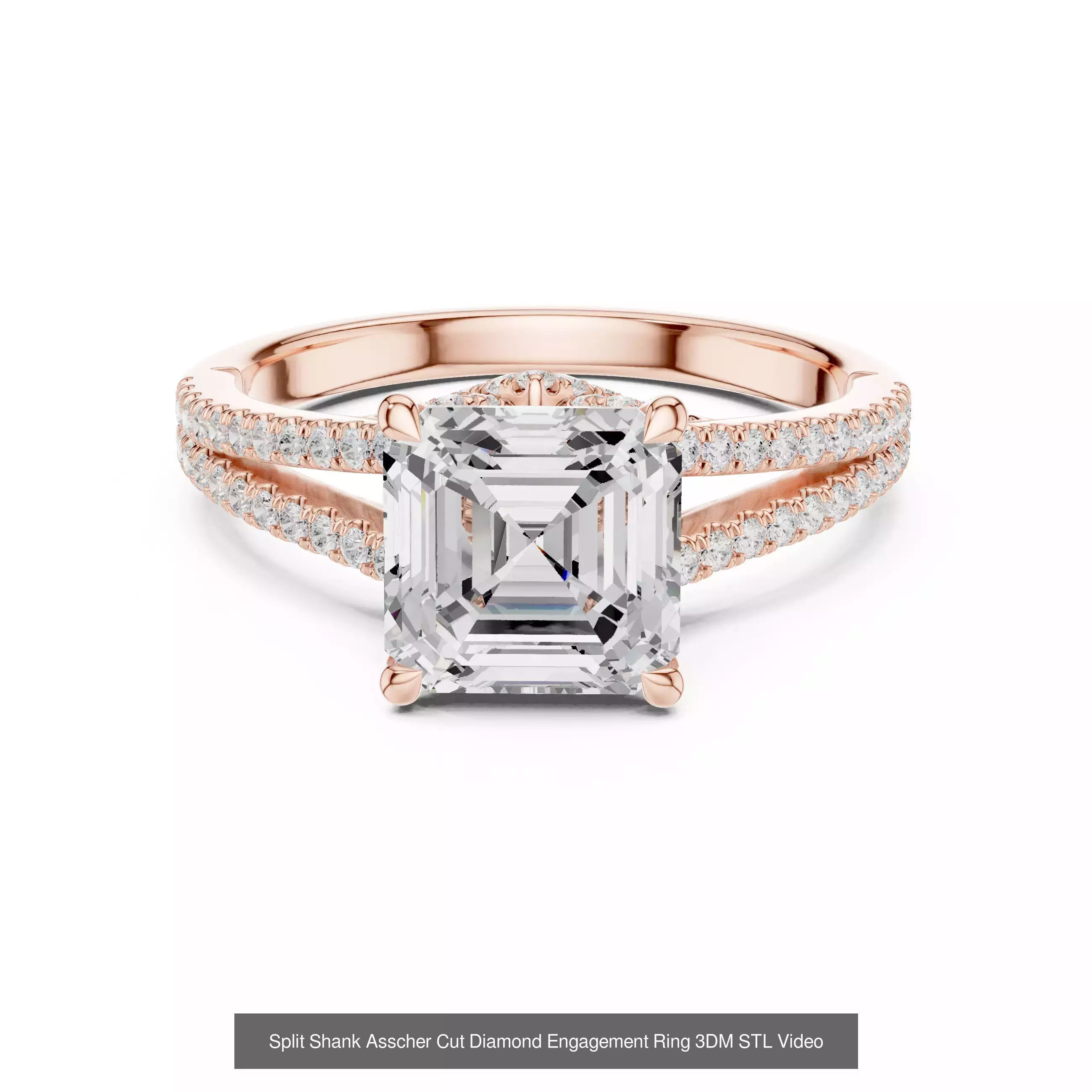 112 Asscher Diamond Rings 3DM STL OBJ FBX 3 Color Render Video 3D Model Collection_89