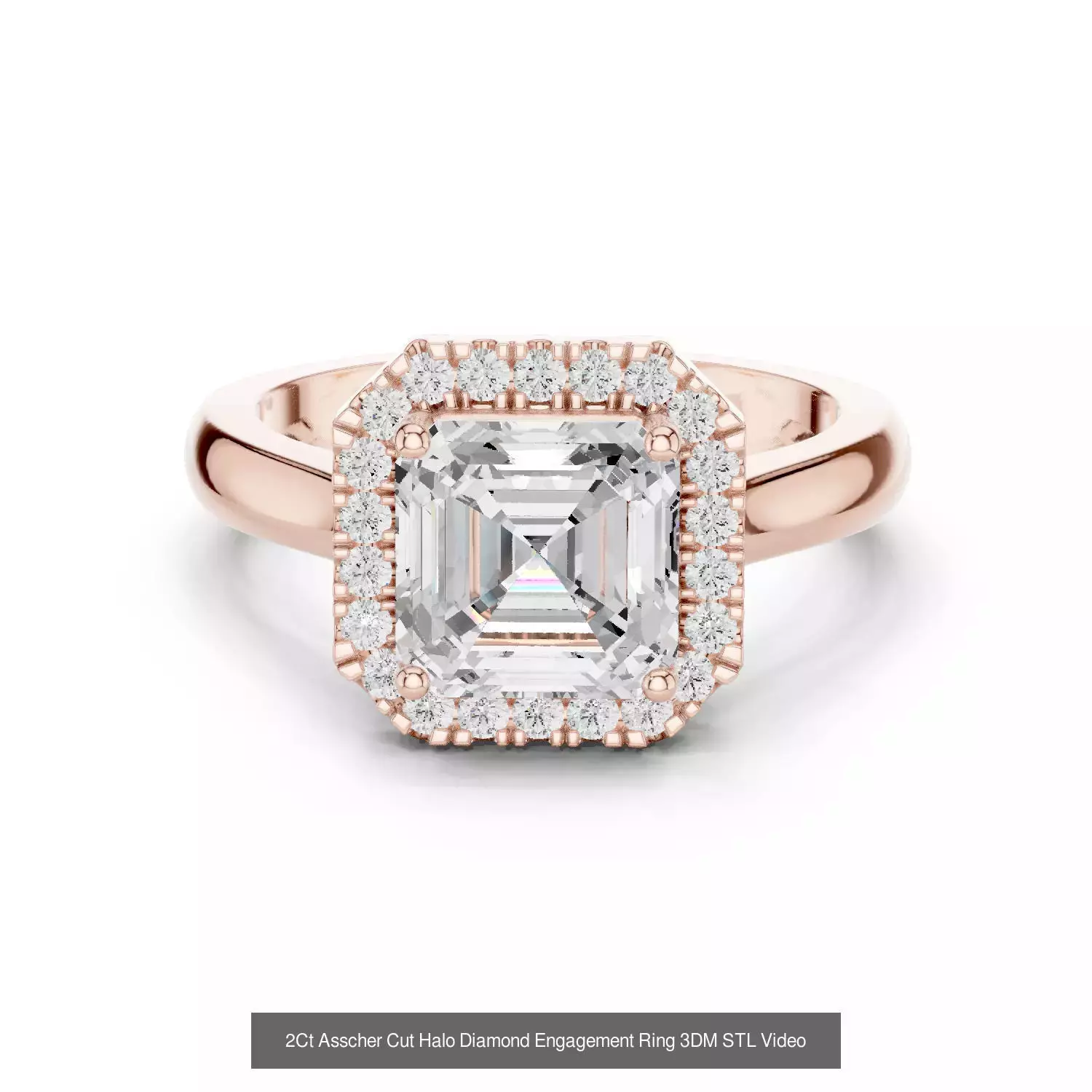112 Asscher Diamond Rings 3DM STL OBJ FBX 3 Color Render Video 3D Model Collection_29