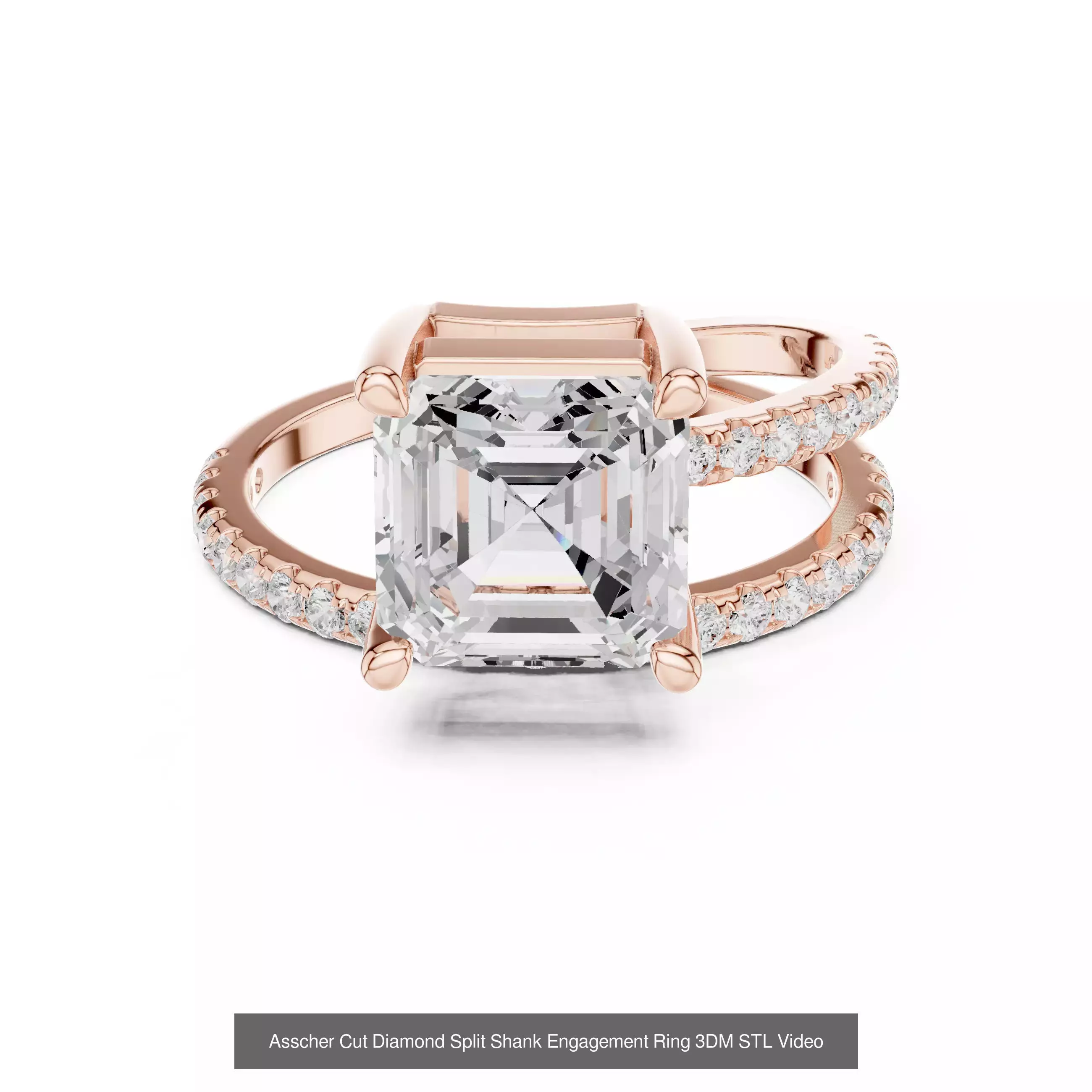 112 Asscher Diamond Rings 3DM STL OBJ FBX 3 Color Render Video 3D Model Collection_23